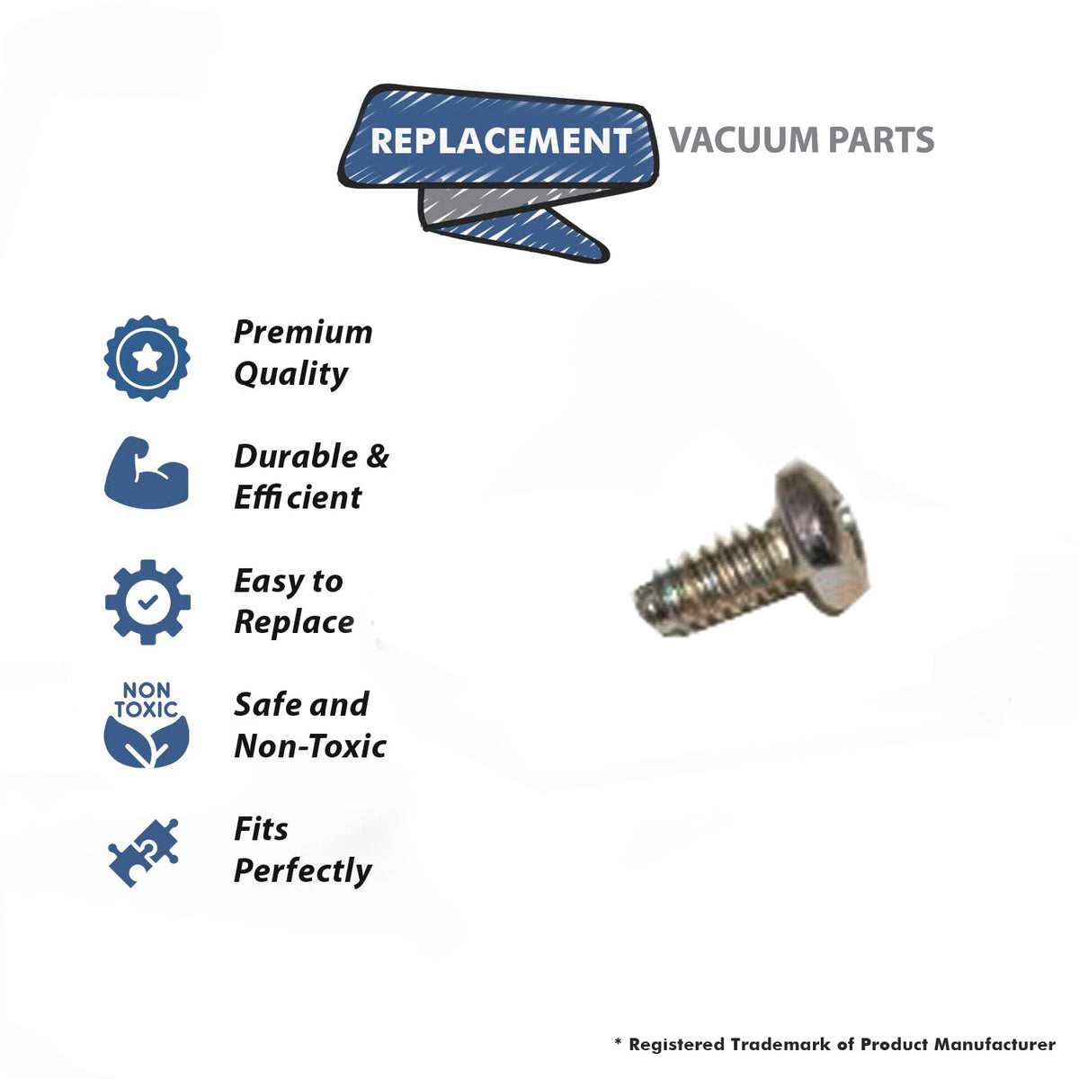Topvacuumparts Replacement Part For Royal 690 Vacuum Cleaner Rear Bearing Screw Assemble # compare to part 1801701000