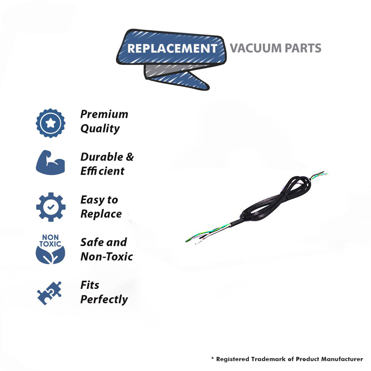 Topvacuumparts Replacement Part For Royal 1030 Upright Vacuum Cleaner Metal Lead Cord # compare to part 3870323600
