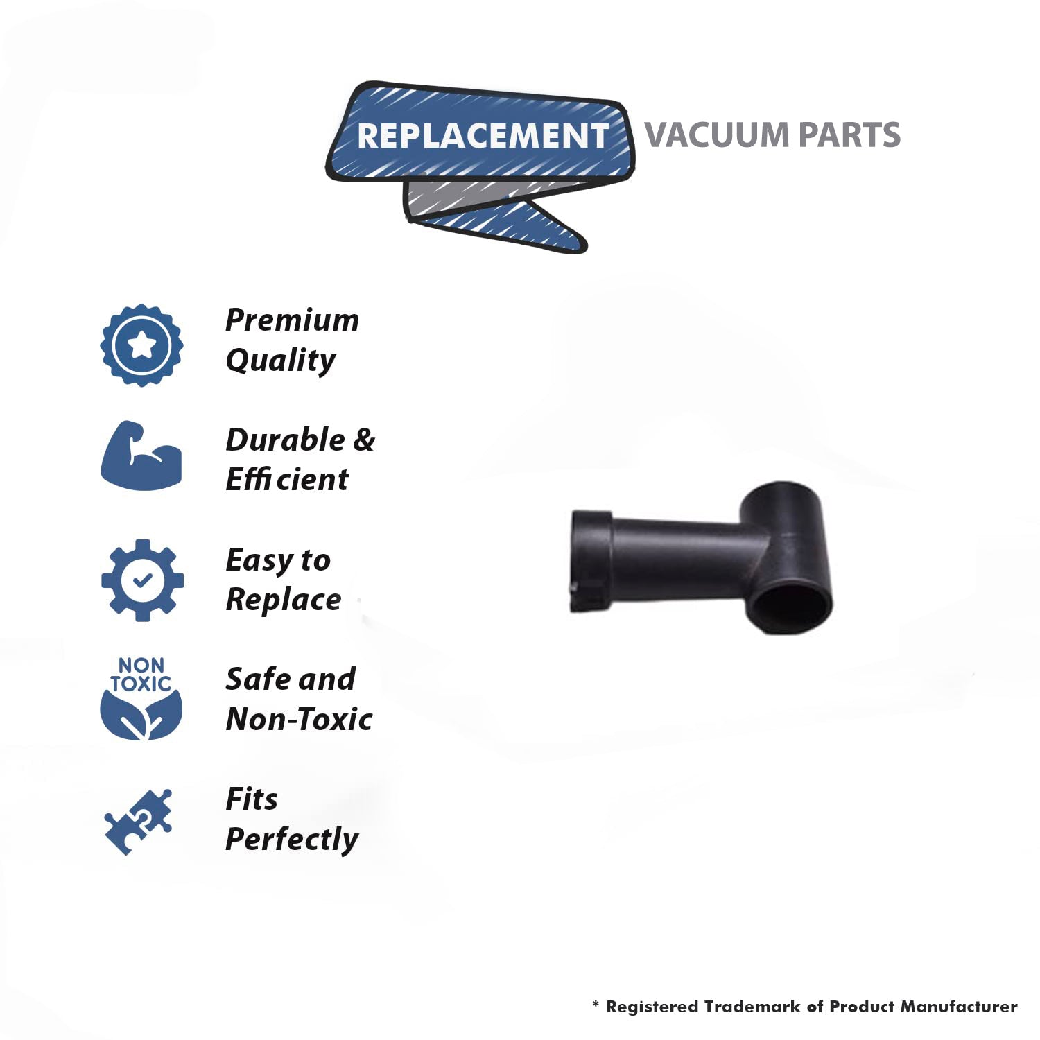 Topvacuumparts Replacement Part For Turbo Cat T210 Vacuum Cleaner Air Driven Black Carpet Tool Elbow # Compare to Part 7216-03-X