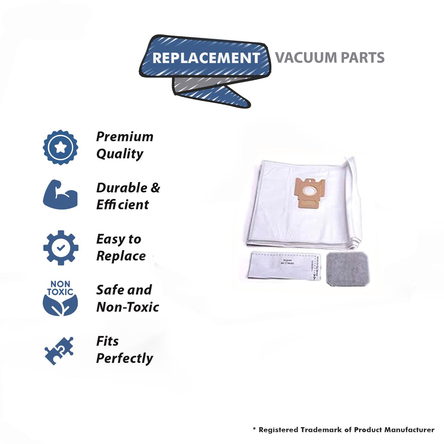 Topvacuumparts Replacement Part For Miele Vacuum Bags Styles G and N with Filter S2121 Olympus, S2121 Capri, S2181 Titan, S5211 Ariel, S5281# 7189520
