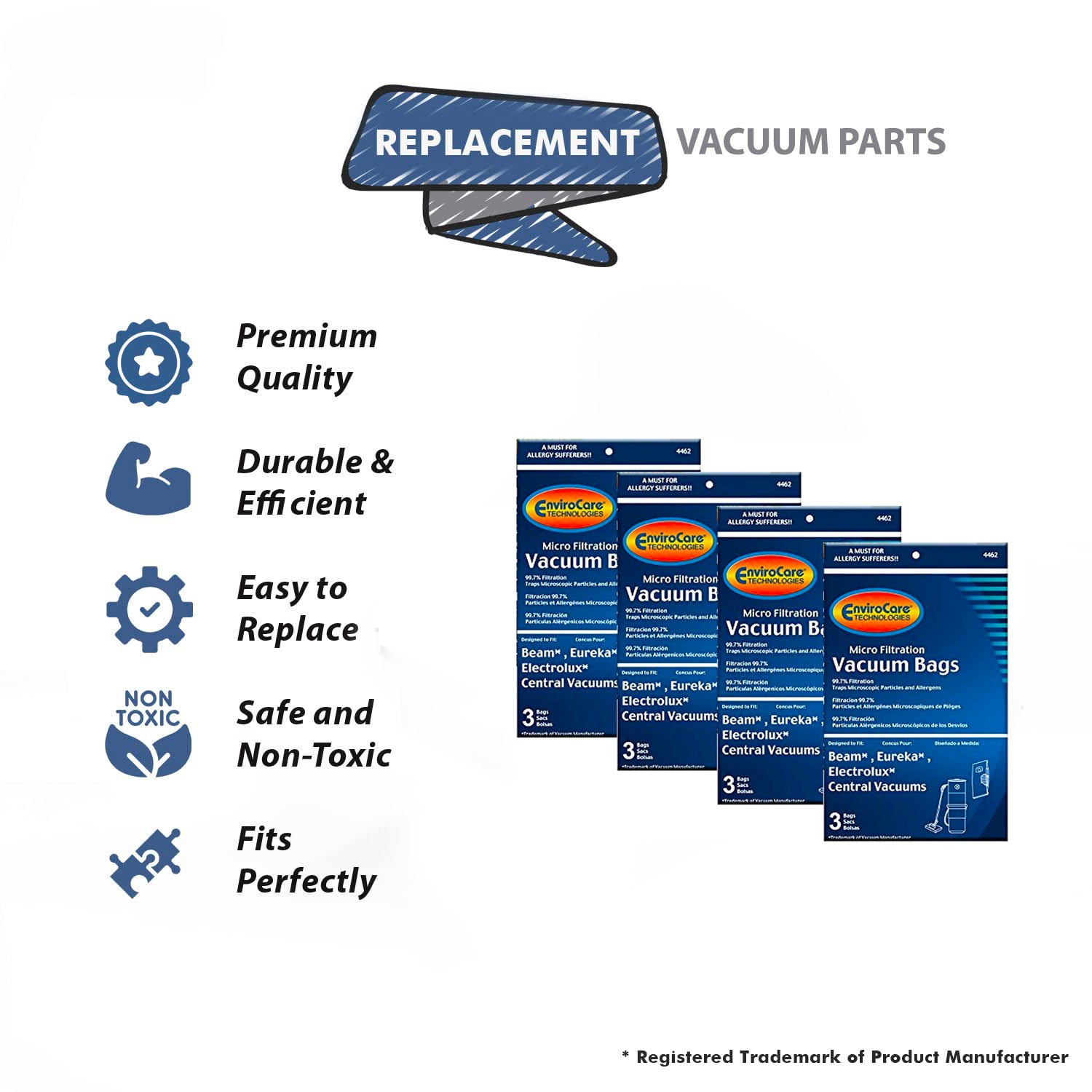 Topvacuumparts Replacement Part for Beam Micro Filtration Vacuum Bags 12# compare to part 54585