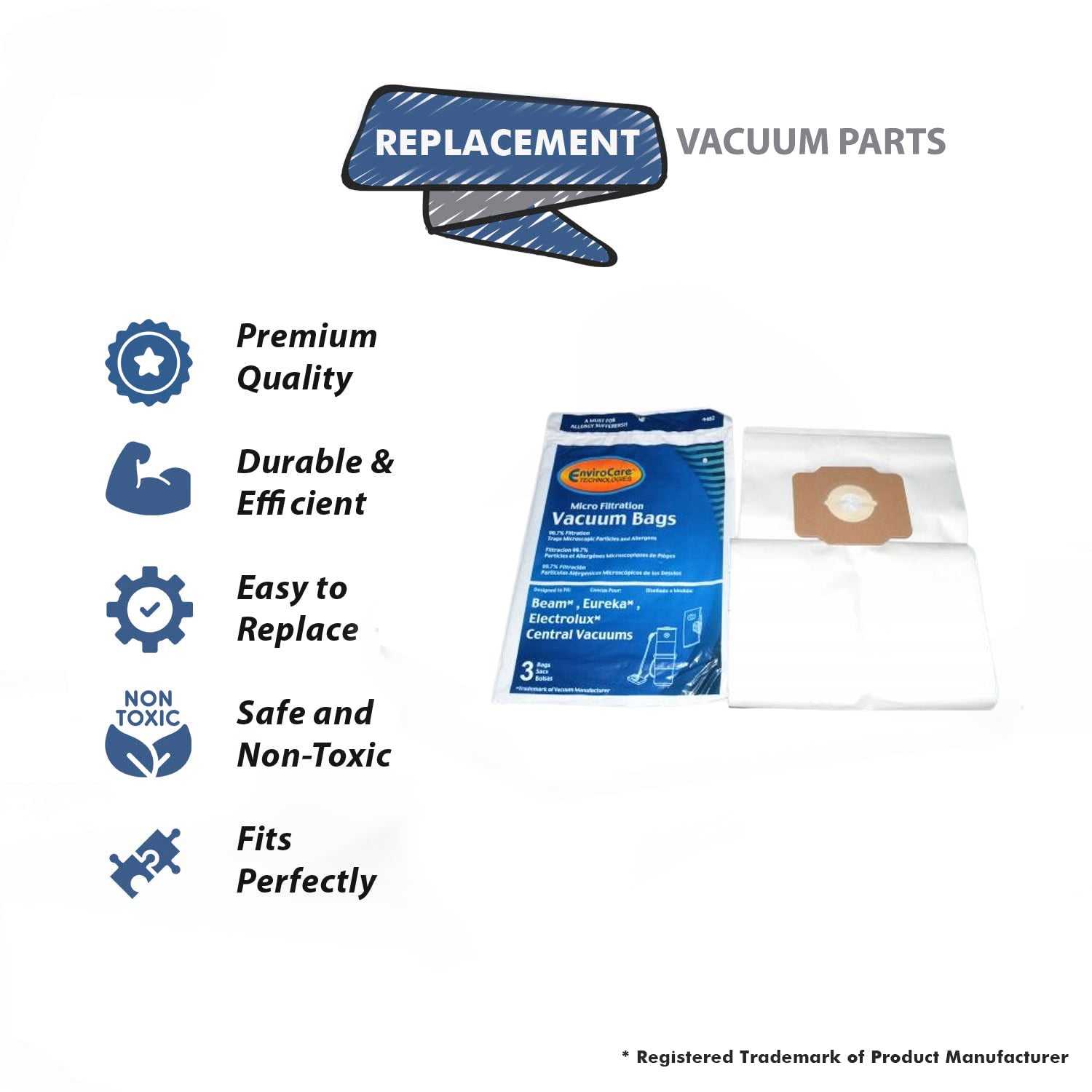 Topvacuumparts Replacement Part for Electrolux Vacuum Micro Filtration Paper Bags 6# compare to part 54585