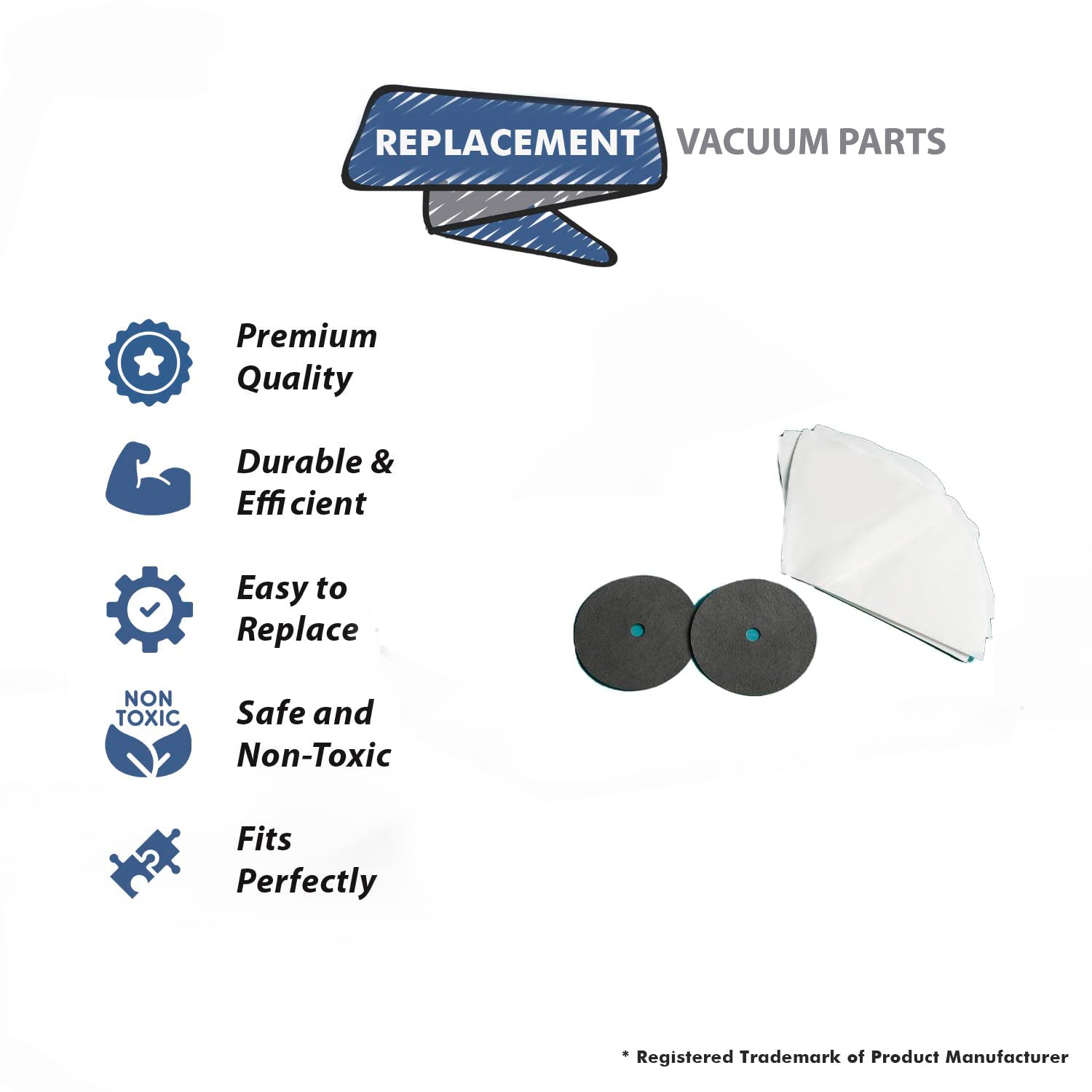 Topvacuumparts Replacement Part for Filter Queen 36 Cones and 6 Filter Majestic Filter Queen Vacuum Bags # compare to part 5404012000
