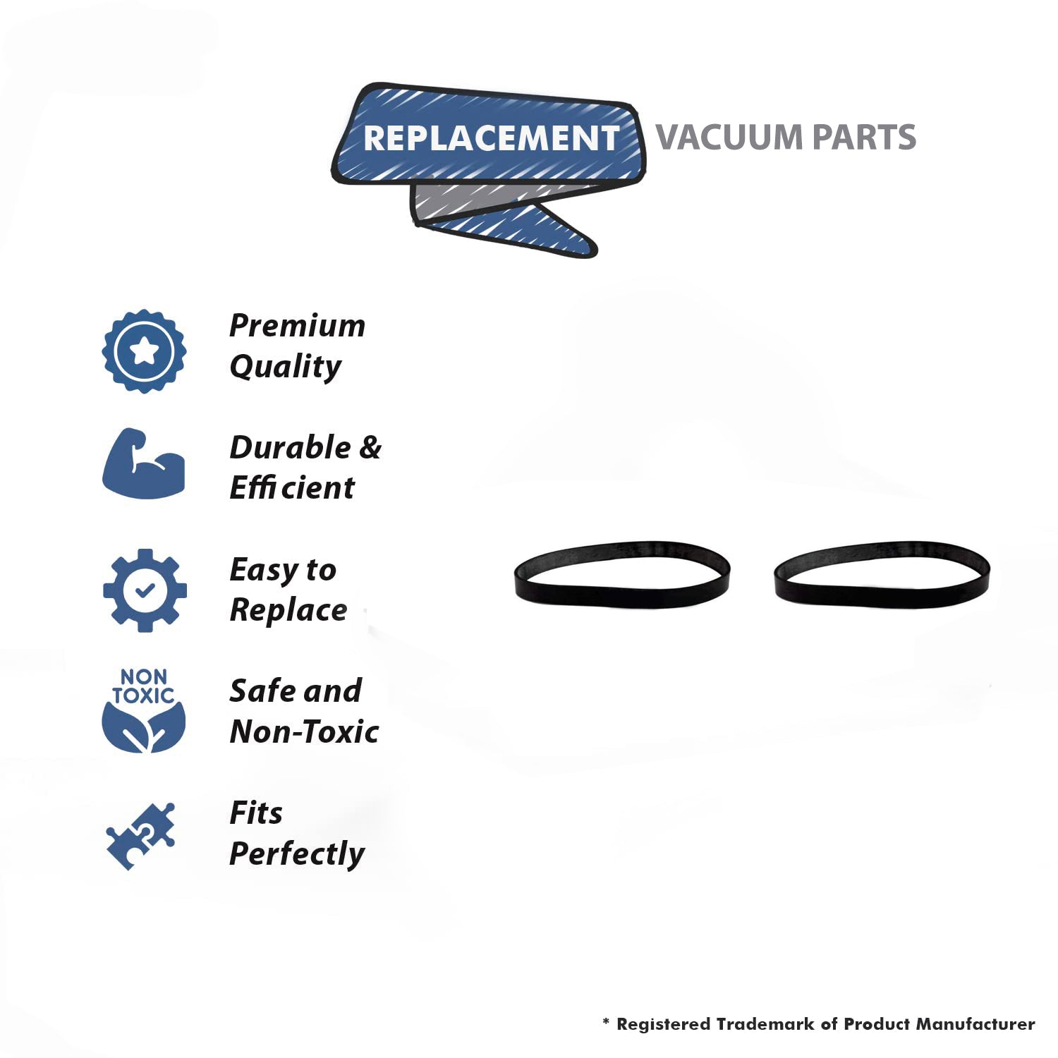 Topvacuumparts Replacement Part for Panasonic UB 12Inch Belt Works with Upright Vacuum Cleaner Models 2PK # Compare to Part 17392
