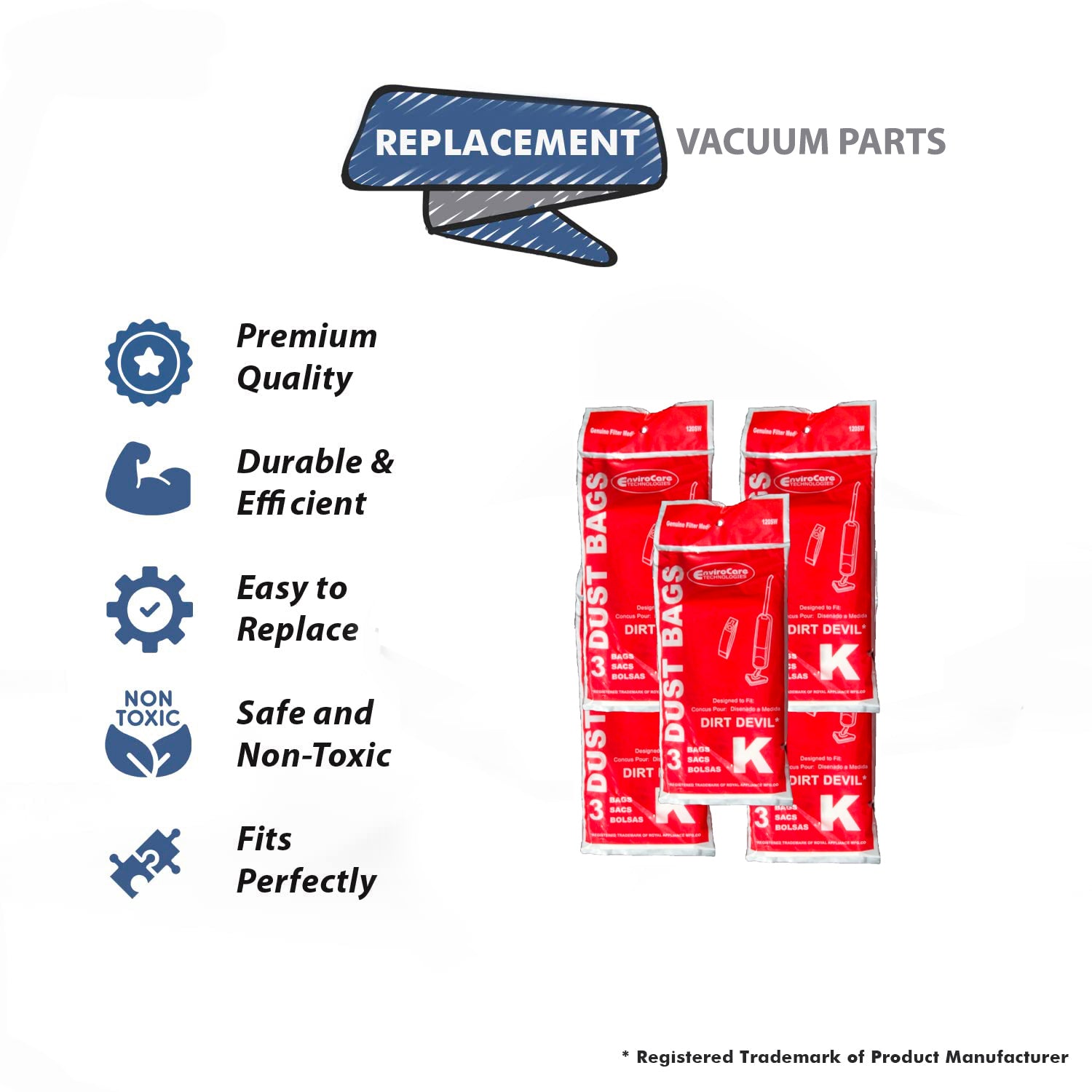 Topvacuumparts Replacement Part For Dirt Devil Type K Broom Vacuum Cleaner Paper Bags 3pk # compare to part 3320230001