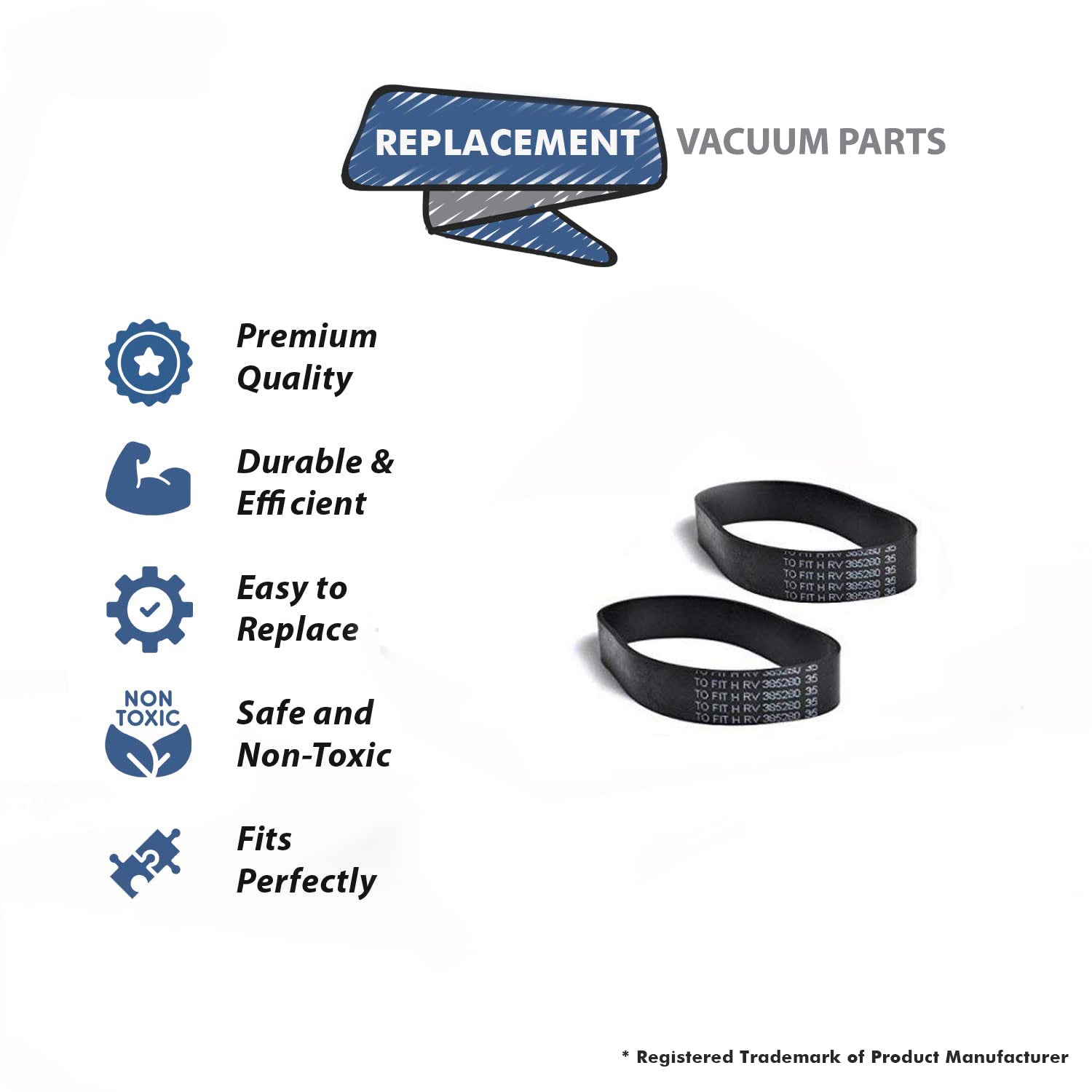 Topvacuumparts Replacement Part For Hoover Windtunnel, Power Drive Belt for U-6634-900, U-6637-960, U-8311-900, U-8315-960 (2 Belts) # Part 17387