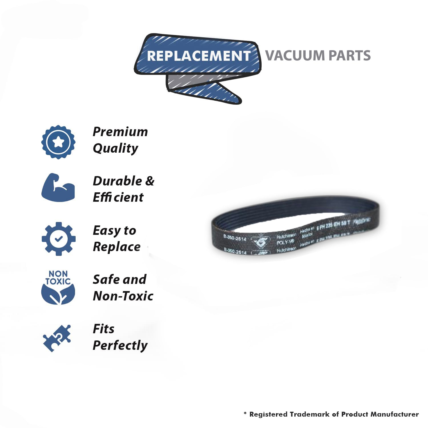 Topvacuumparts 3Pk Replacement Part for Cen-Tec Vacuum Grooved Belt Fits CPB100 Model # Compare to Part B350-2514
