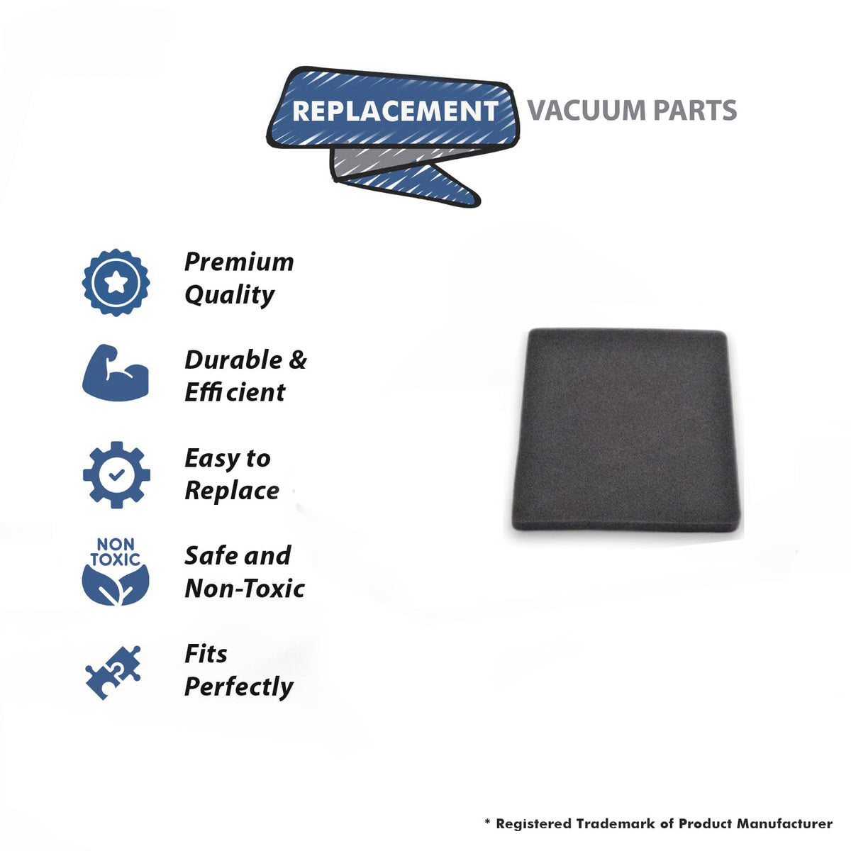 Topvacuumparts Replacement Part For Dirt Devil Vacuum Foam Filter for Fit Model SD40000, SD40010# compare to part 1KQ0106000