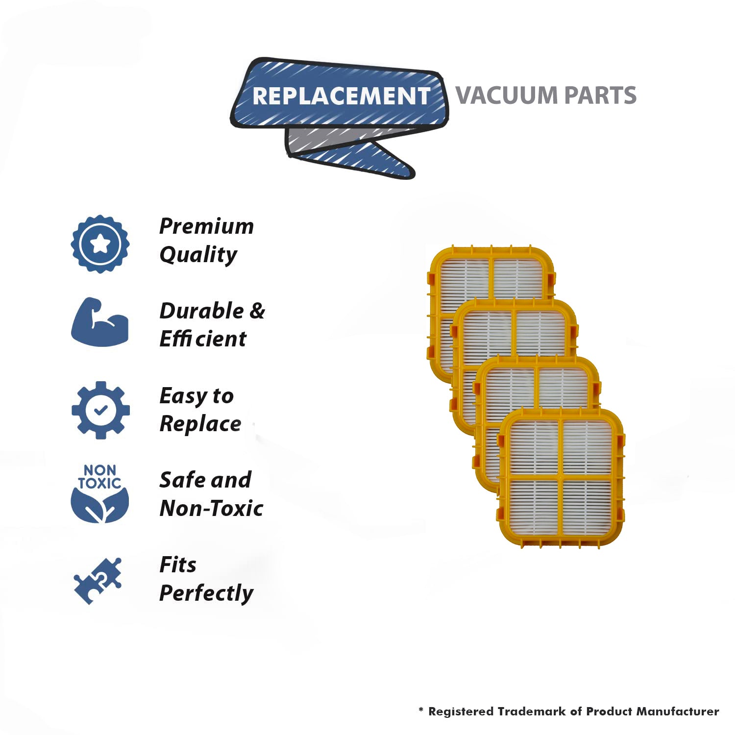 Topvacuumparts Replacement Part for Eureka Senitaire Bagless Capture Upright Vacuum Cleaner HF-10 Hepa Filter 4Pk # compare to part 63347B-4