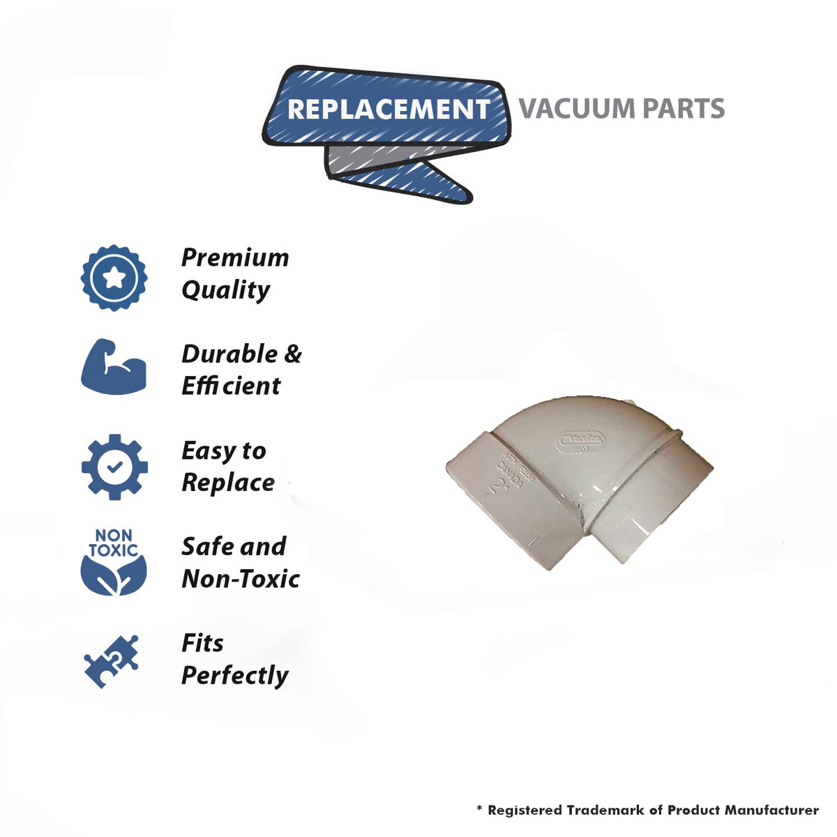 Topvacuumparts Replacement Part For Electrolux White Short 90 Ell Spigot Fitting # compare to part 765507W