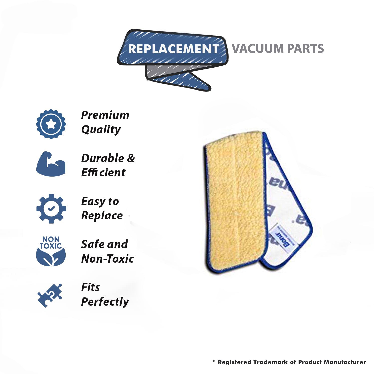 Topvacuumparts Replacement Part For Bona Professional Series Vacuum Cleaner 18 Inch Refresher Pad # compare to part AX0003445