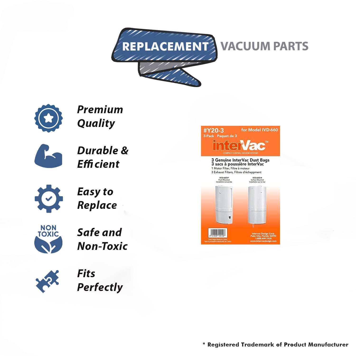 Topvacuumparts Replacement Part For Intervac Vacuum Cleaner 3PK Paper Bag # compare to part Y20-3