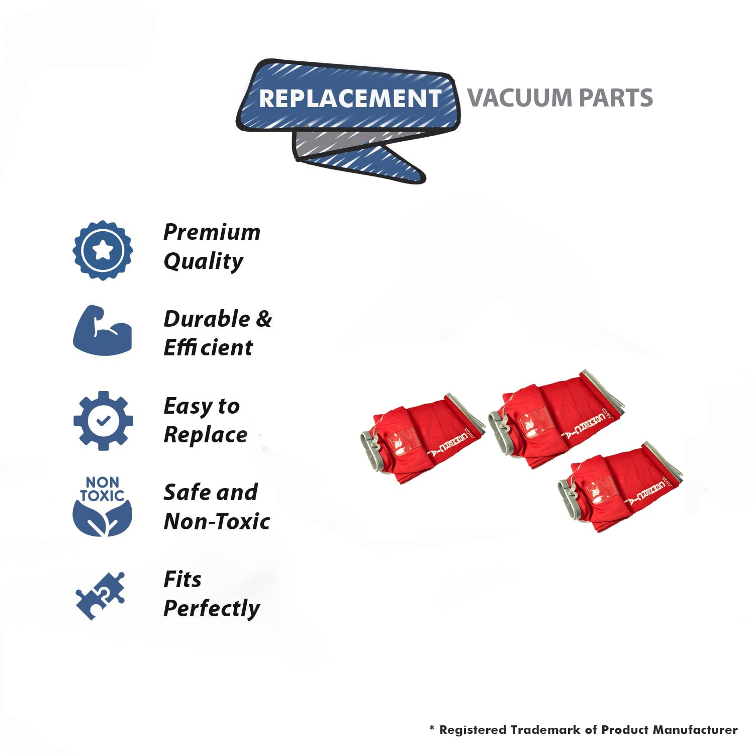 Topvacuumparts Replacement Part For Red Vacuum Cleaner Outer 3 Cloth Bag Fits Eureka, Sanitaire Vacuum Brands (Shake Out) # compare to part 54582A4