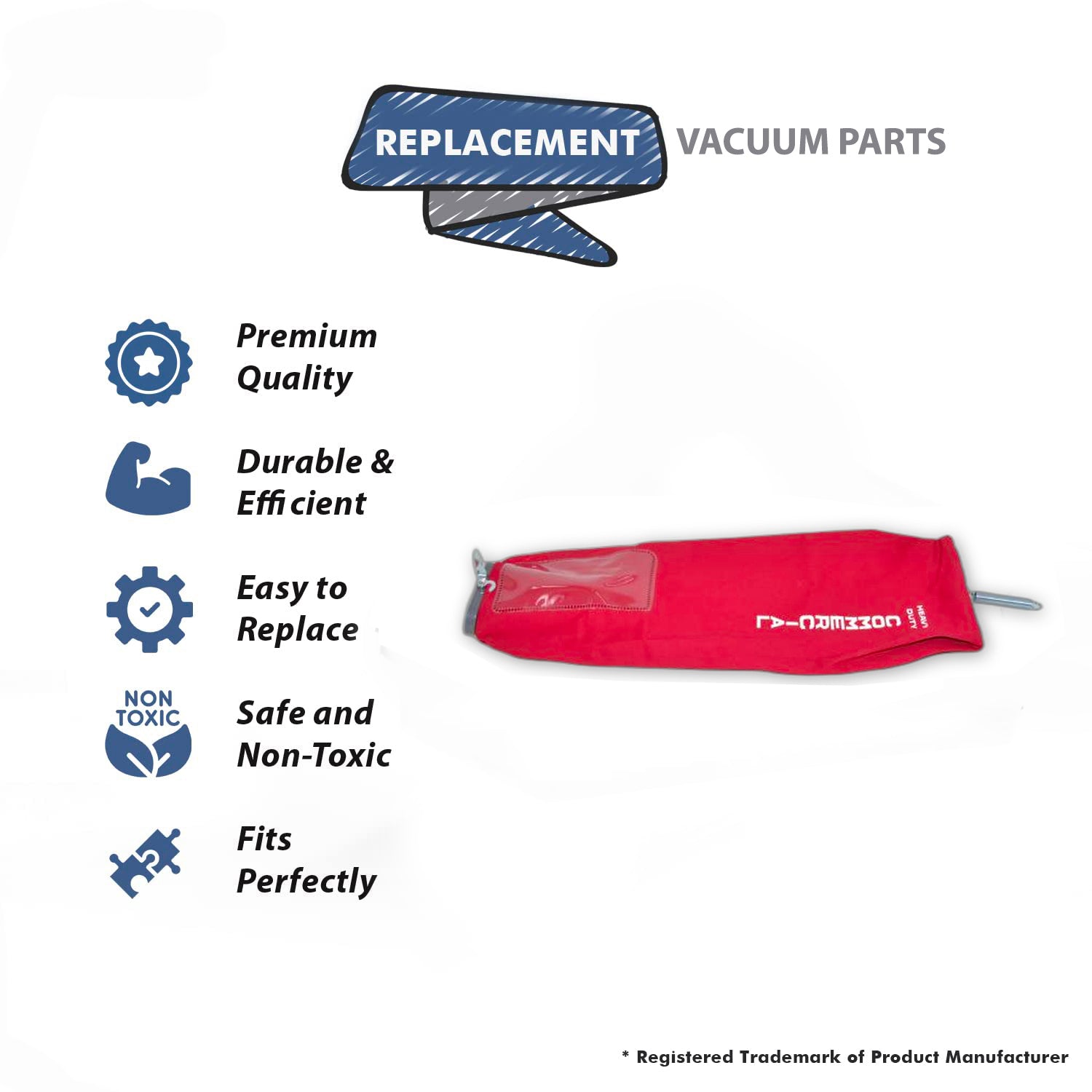 Topvacuumparts Replacement Part For Eureka 886 Series Vacuum Cleaner Red Outer Zip Cloth 2Pk Bag Assembly # compare to part 460