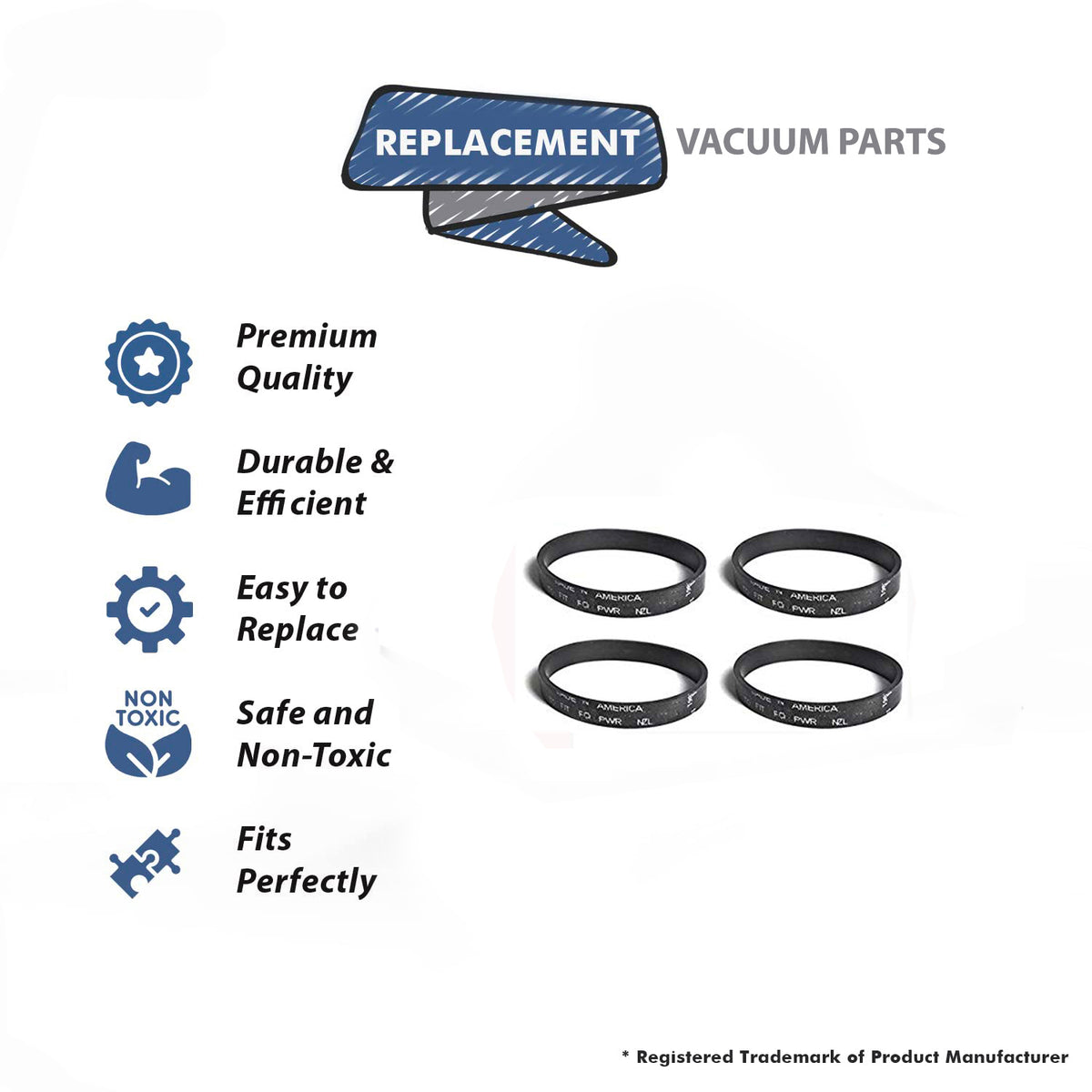 Topvacuumparts [4] Belts Majestic Vacuum Power Nozzles Replacement Part For Filter Queen # compare to part 17379