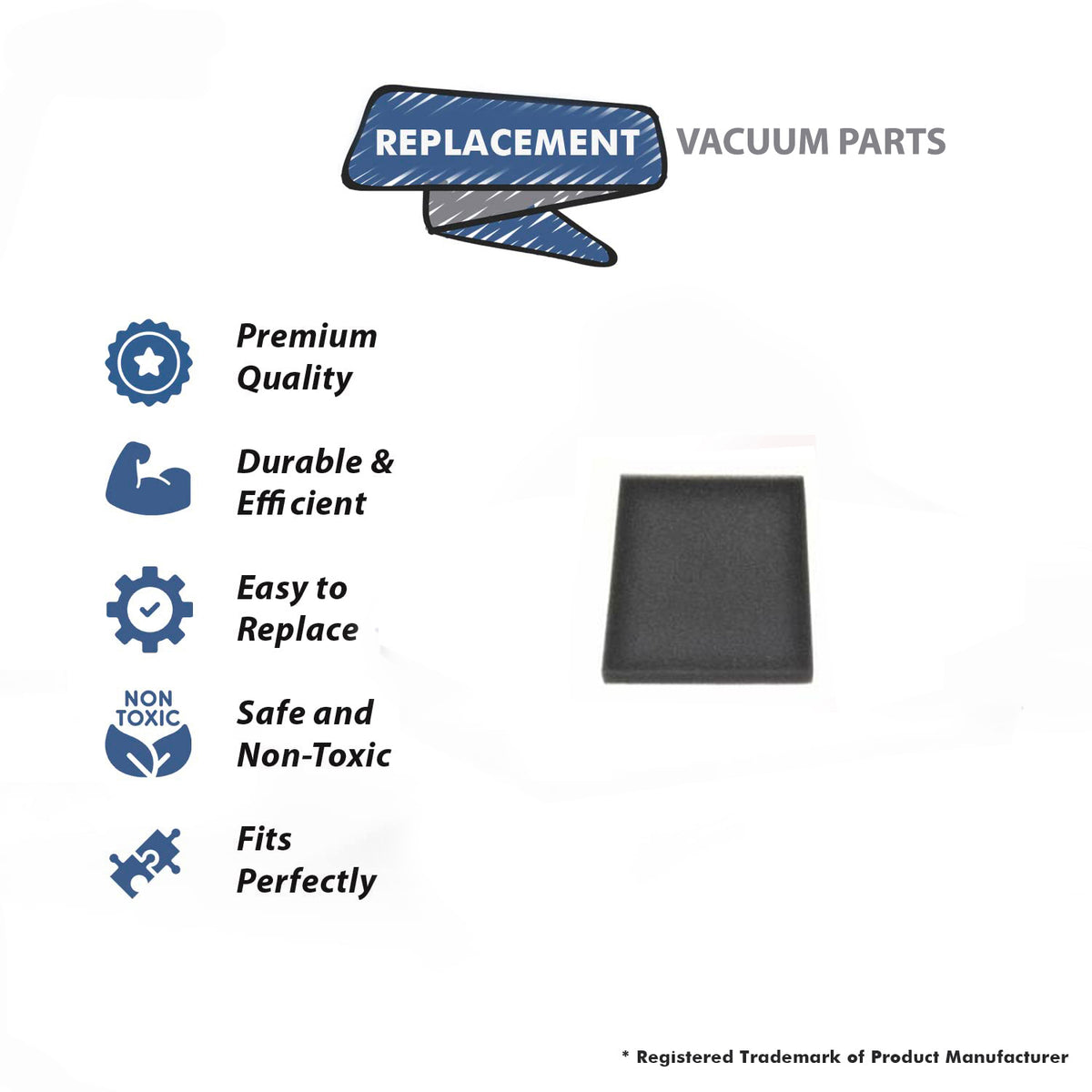 Topvacuumparts Secondary Foam Filter Replacement Part For Bissell Vacuum 5770, 5990, 6100 and 6405 Model (3Pack) # compare to part 2031374