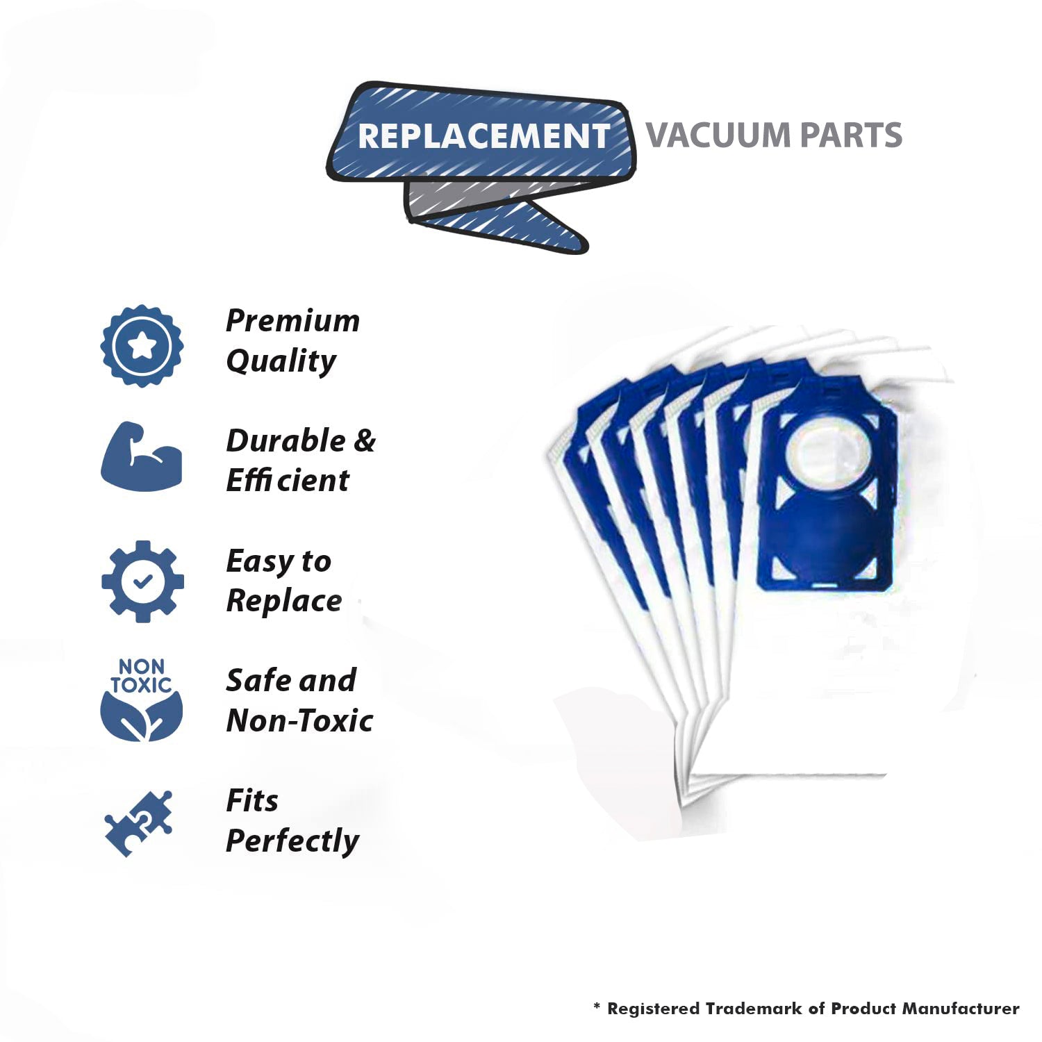 Topvacuumparts Replacement Part For Simplicity/Riccar Brillance, R30, S30 Vacuum Cleaner Paper Bags W/Blue Docking # SNH-6, M5H-6 (3 Pack)