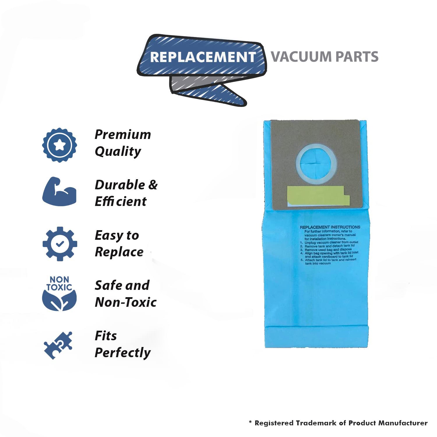 Topvacuumparts Allergy Vacuum Bags 3267 Replacement Part For Bissell Bagged Models Powerglide Pet Rewind Velocity [5 Pack = 15 Bags] # Part 32671
