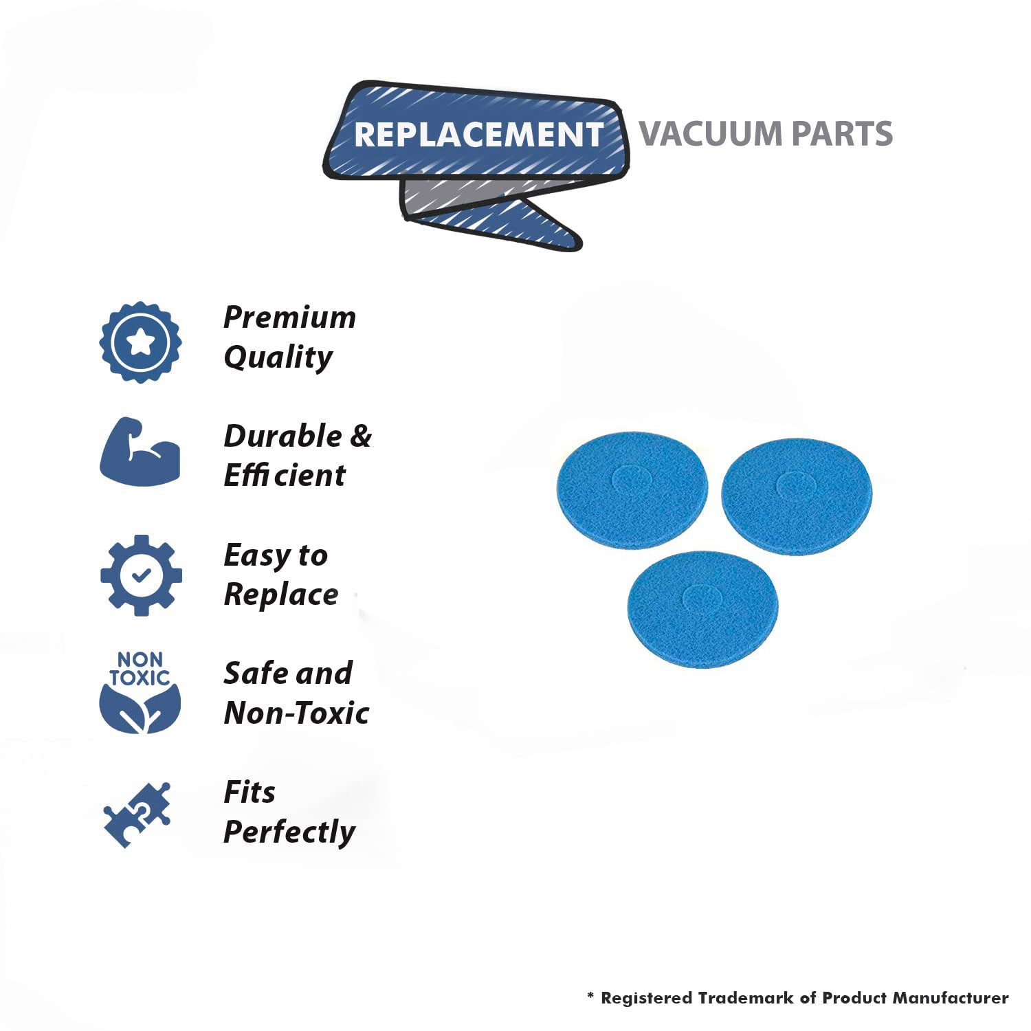Topvacuumparts Replacement Part For Oreck Vacuum Cleaner Blue Scrub Pad (3 Pack) # compare to part 437057