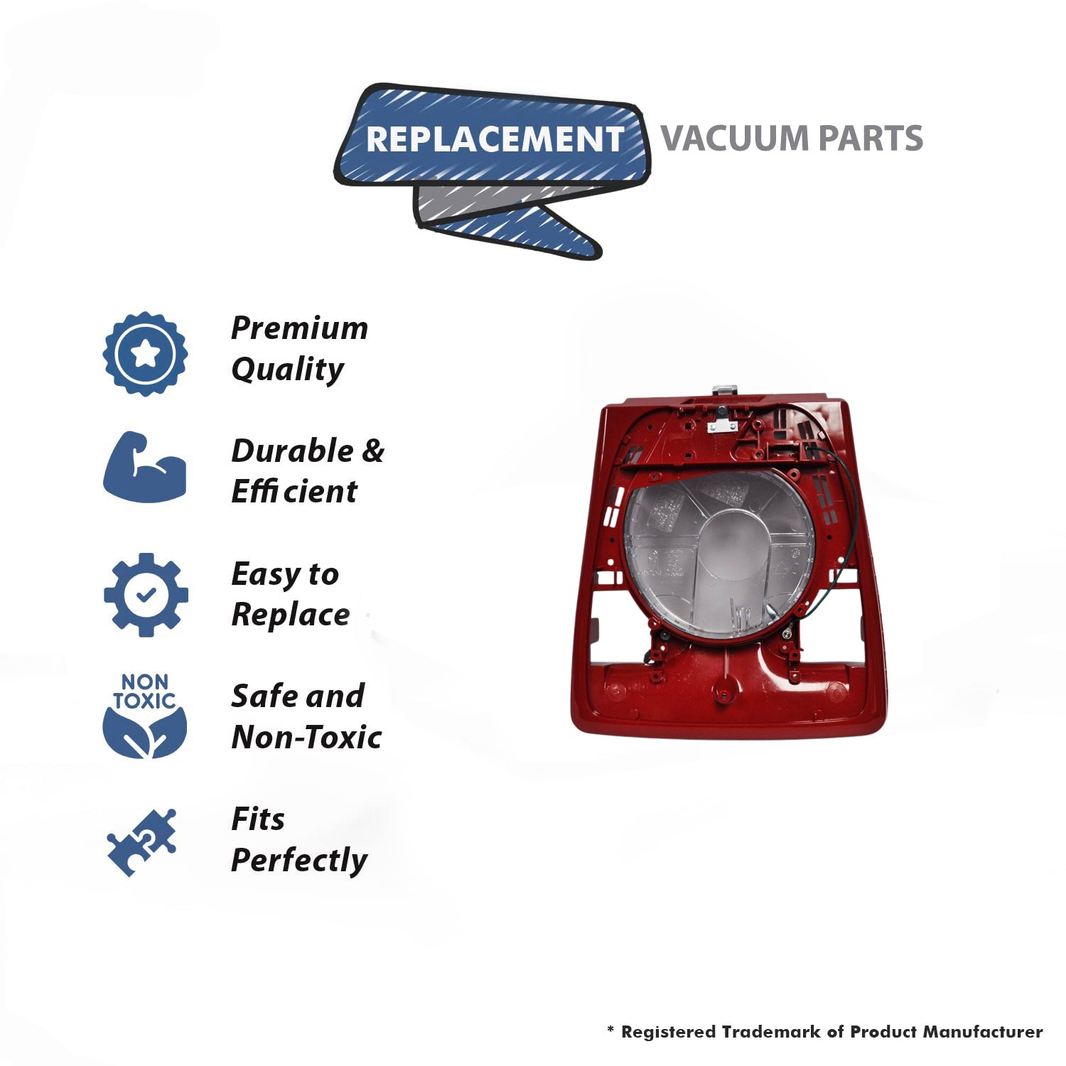 Topvacuumparts Replacement Part For Sanitaire Quick Cleane 12 Inch Red Base with Outer Wheels Latch # compare to part 5572618