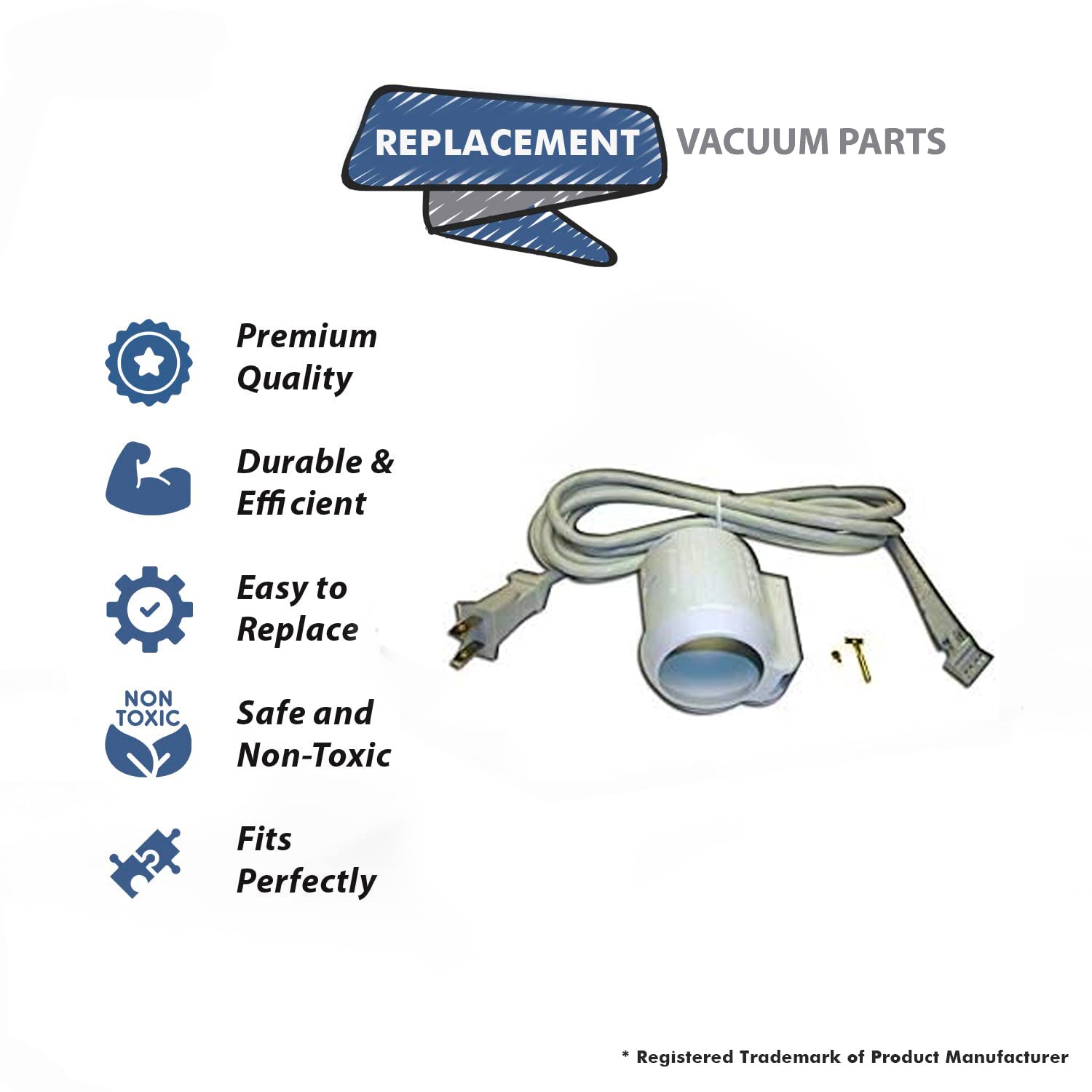 Topvacuumparts Replacement Part For Built-In Vaccum Cleaner Repair Kit, Gray Corded Wall End 8' Cord-Cuff # compare to part SH130-R01