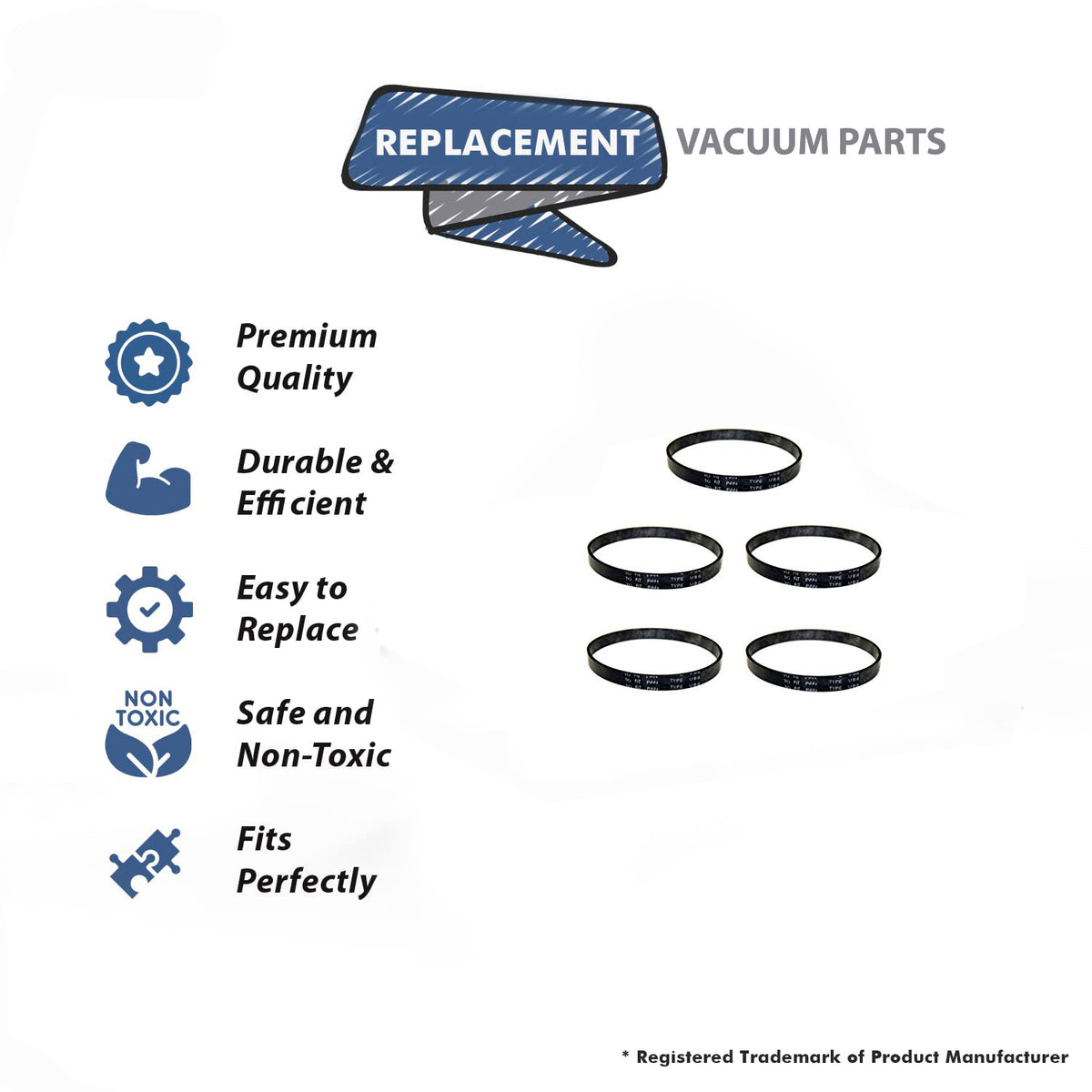 Topvacuumparts Replacement for Panasonic Upright Style UB8 Belt Fits Mc-V5204, Mc-V5203, Mc-V5706, Mc-V5710 Vacuum (5PK) # 20-5275, PR-1010, MC-V270B
