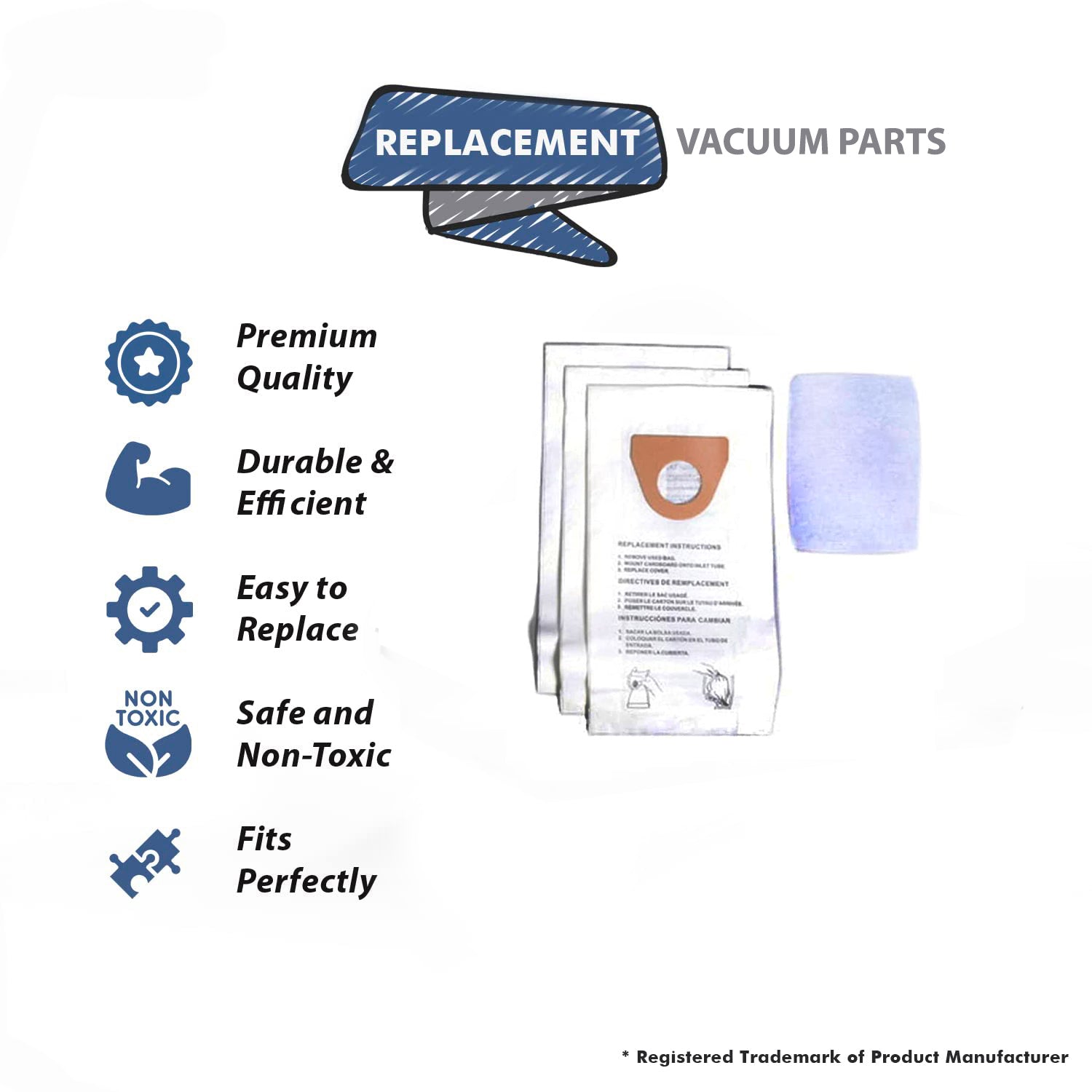 Topvacuumparts [6] Replacement Part For Shop-Vac Mighty Mini M100 Vacuum Cleaner Bags # compare to part 90106-00