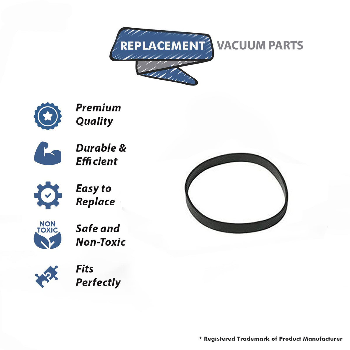 Topvacuumparts 4 Replacement Part for Hoover Commercial Belt Flat Non-Stretch Intellibelt for HushTone # Compare to Part 440007804