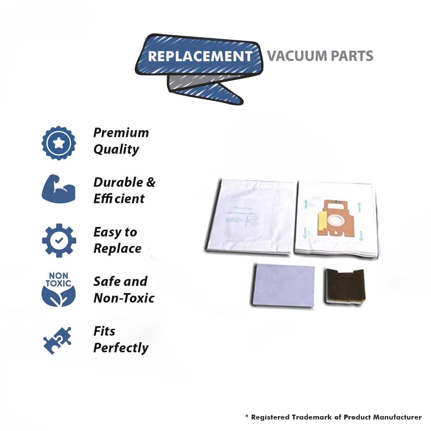 Topvacuumparts Replacement Part For Hoover Canister Paper Bags for H30, Telios (10 Bags) # compare to part 40101001