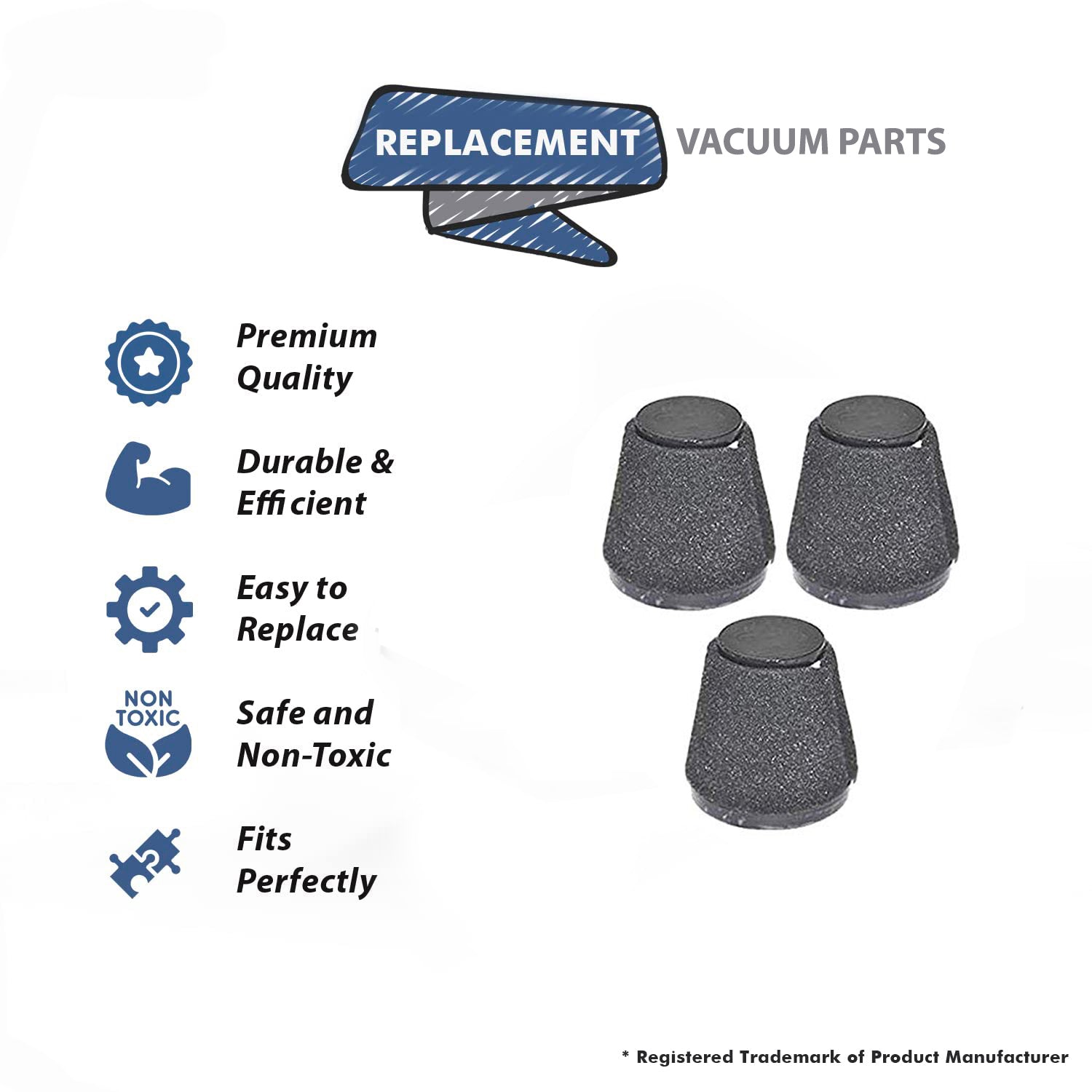 Topvacuumparts Replacement Part For Dirt Devil Vacuum Hepa Filter Fits Model F117 (3-Pack) # compare to part AD40117