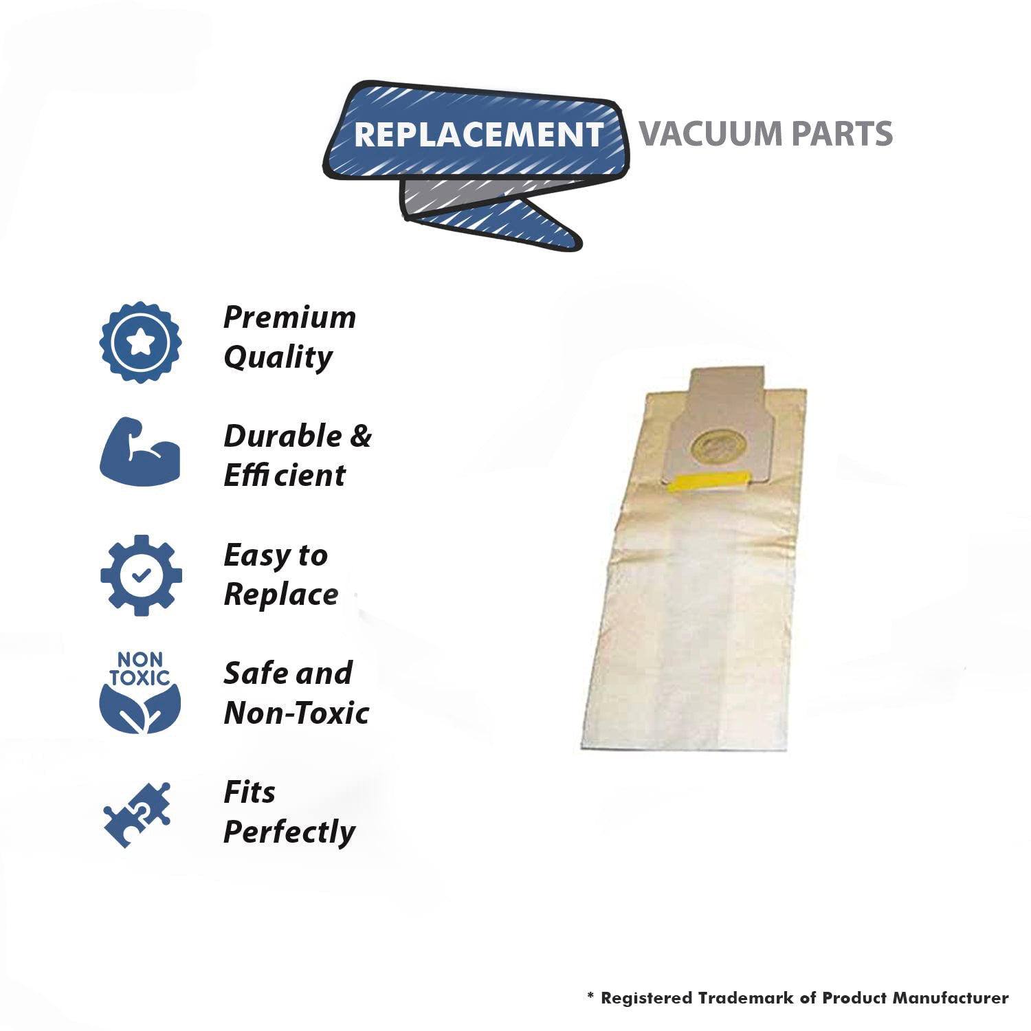 Topvacuumparts 6 Replacement Part For Panasonic U6 U12 Upright Vacuum Allergy Bags Quiet Force Performance Plus Platinum Optfilo # Part MC-V155M
