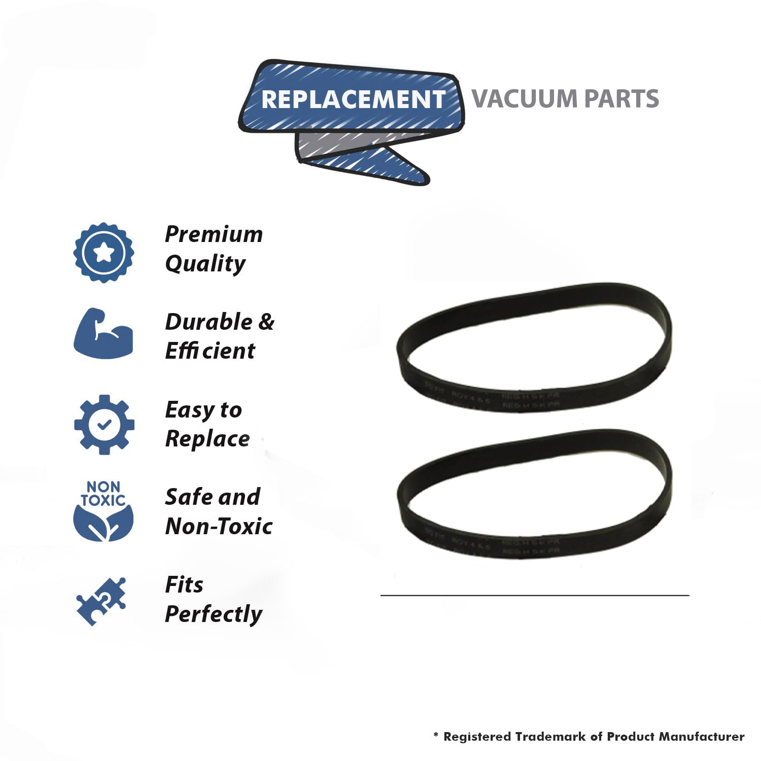 Topvacuumparts Replacement Part For Dirt Devil Style 4/5, 7200 Vacuum Cleaner Flat Belt 2 PK # compare to part 1720410001