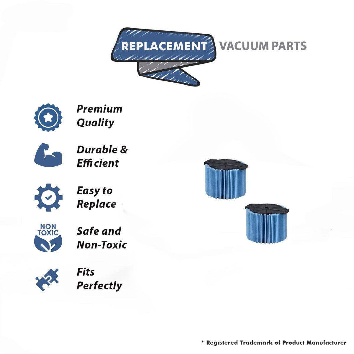 Topvacuumparts Replacement Part For, Quick Lock Pro Guard LI 3 & 4 Vacuum Cleaner Blue Pleated Filter (2) # compare to part 107178