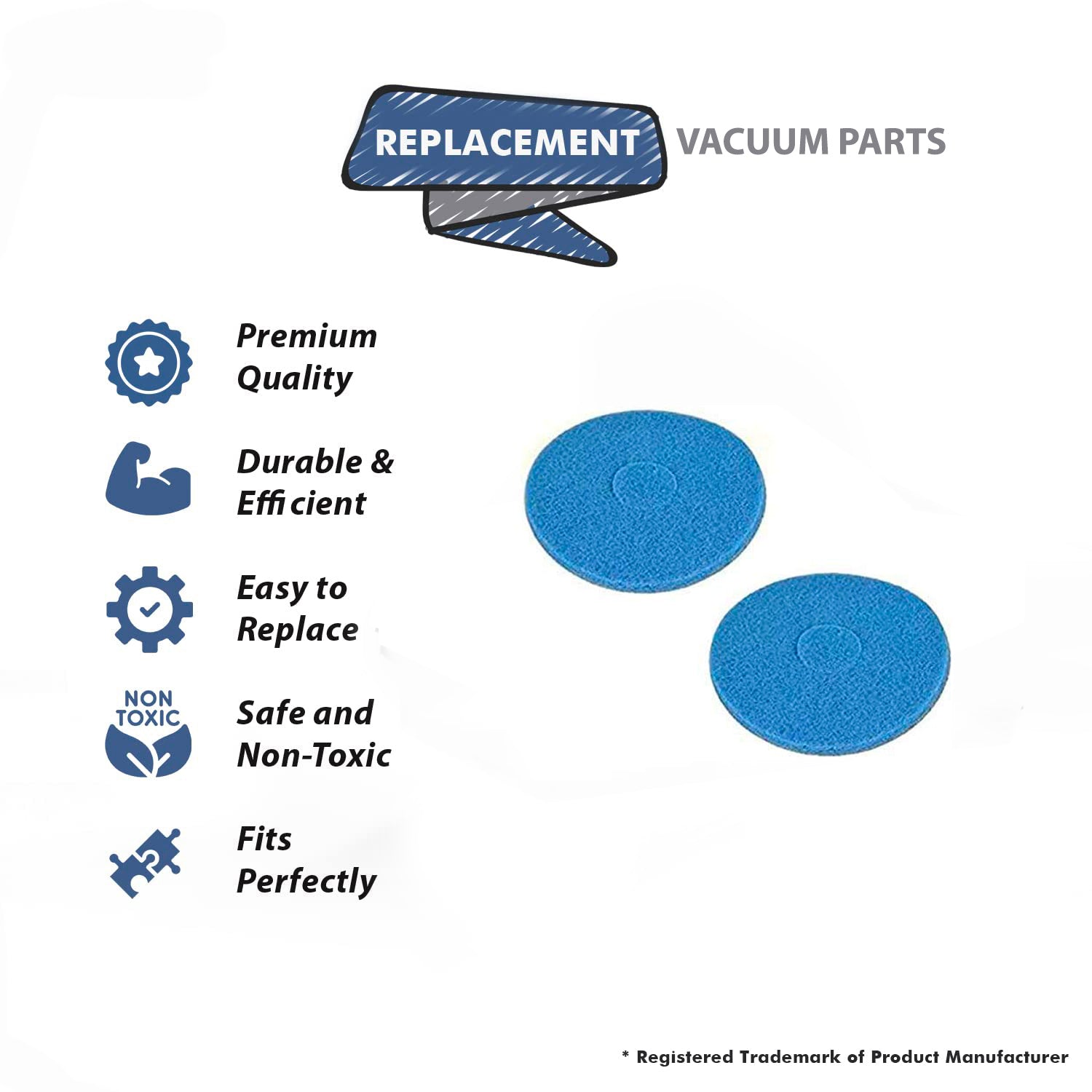 Topvacuumparts Replacement Part For Oreck Vacuum Floor Scrubber 12Inch Blue Fits Orbiter and Ultra Orbiter Models 2PK # compare to part 437057