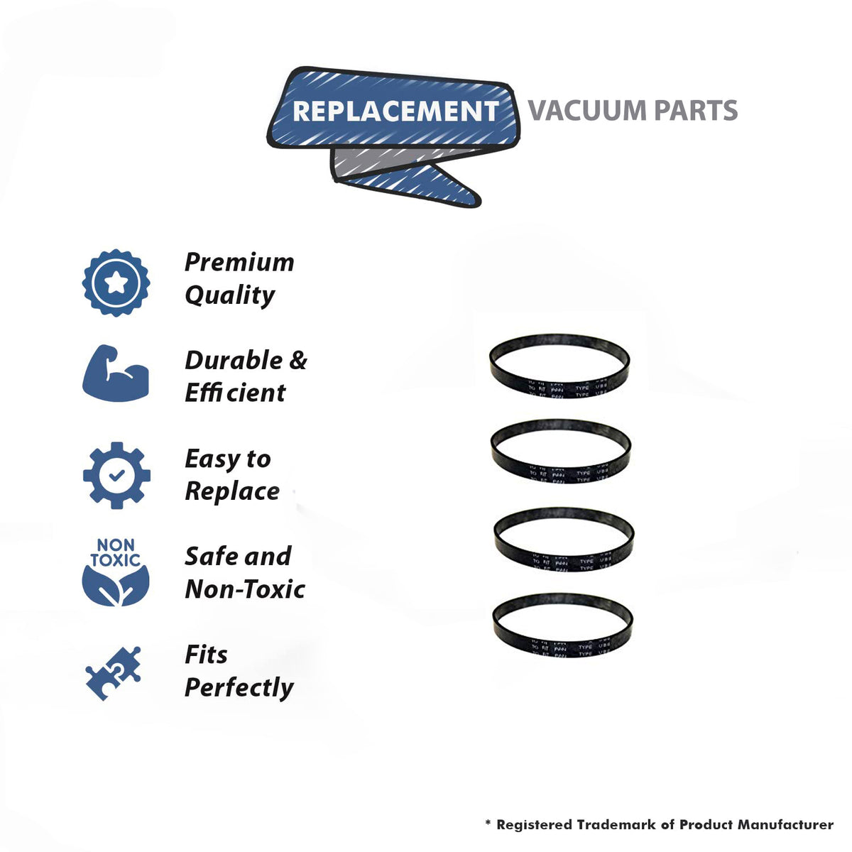 Topvacuumparts Replacement for Designed to Fit Upright Vacuum Belt 20-5275 for 116. Models 4 Belts # Compare to Part 20-5275, PR-1010, MC-V270B