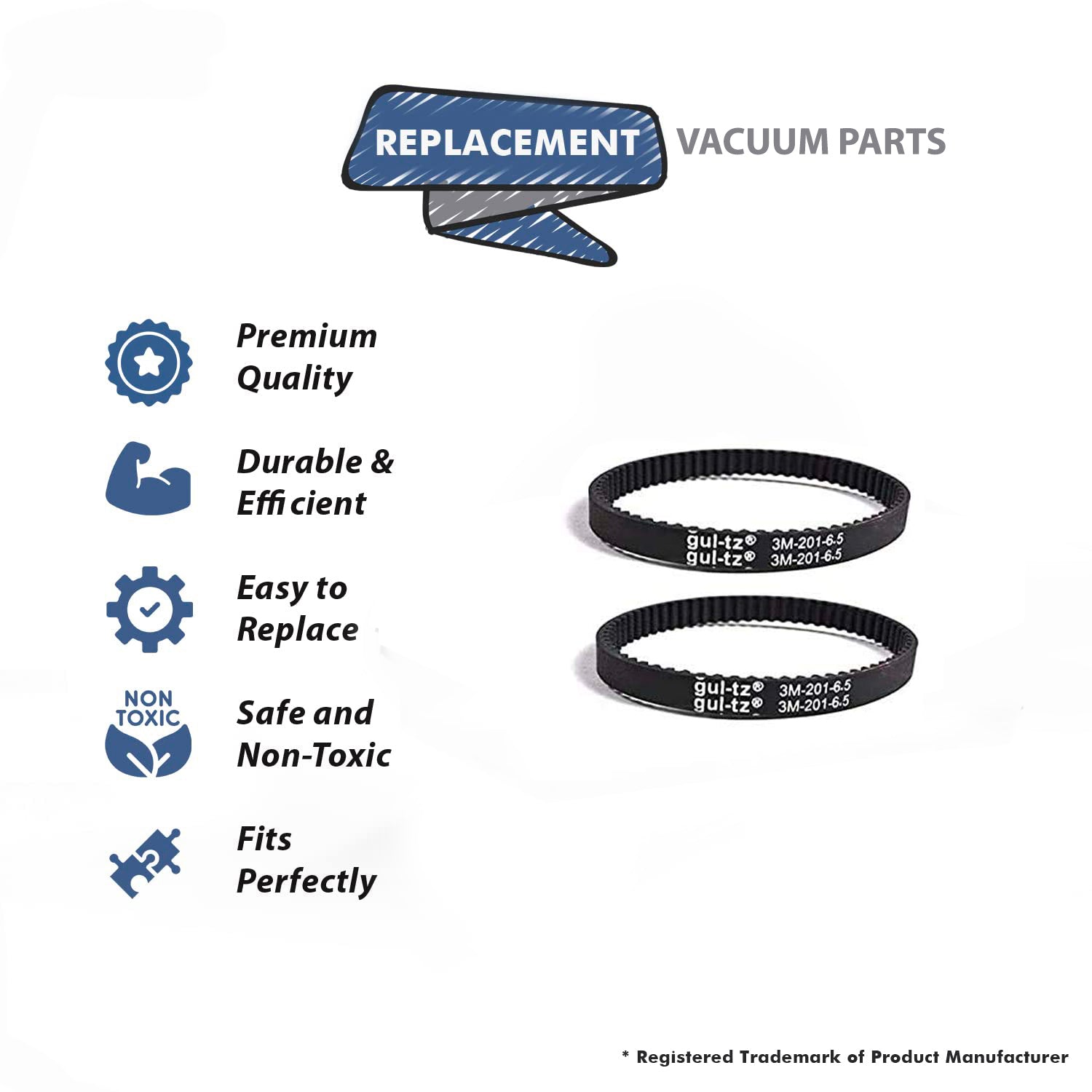 Topvacuumparts 2Pk Geared Belt Replacement Part For Hoover UH70400,UH70405,Windtunnel Air Vacuum Cleaner # compare to part 562535001