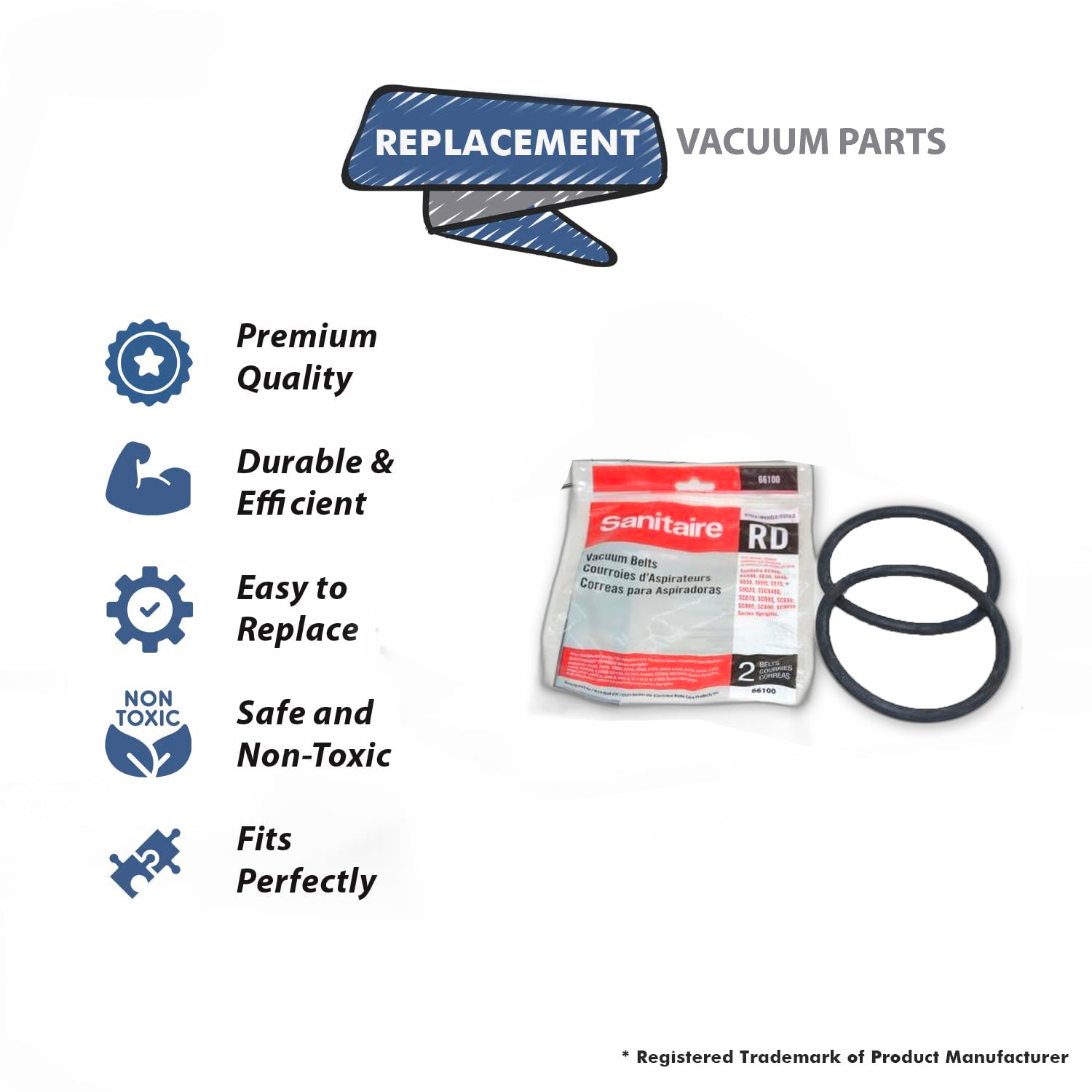 Topvacuumparts Replacement Part for Eureka SC600, SC800 Series Sanitaire Upright Vacuum Cleaner Belt (6Pk) # Compare to Part 66100