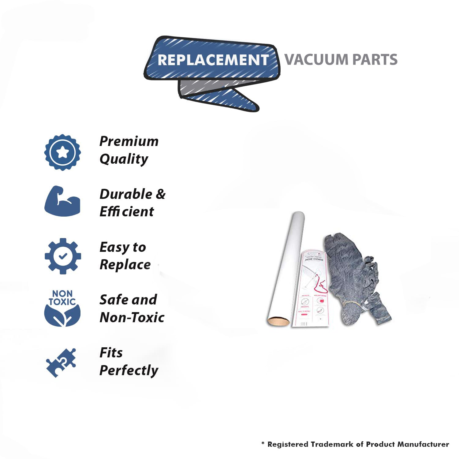 Topvacuumparts Replacement Part For Fit All Central Hose Sock W/Tube & Zip Tie Vac Vacuum Cleaner 40Ft Grey # compare to part VS-KTSCG-40