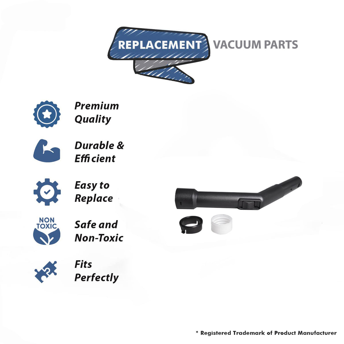 Topvacuumparts Replacement Part For Miele 35mm Wide Curved Black End Hose # compare to part 54-1308-67