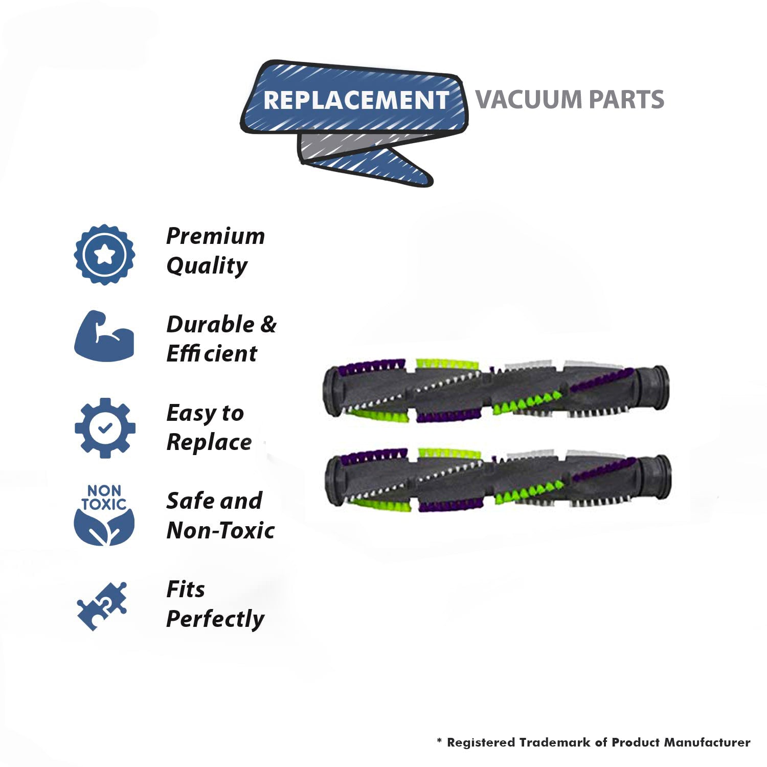 Topvacuumparts Triple Action Brush Roll Replacement Part For Bissell Select Upright Vacuum Cleaners [2 Brushroll] # compare to part 1611316