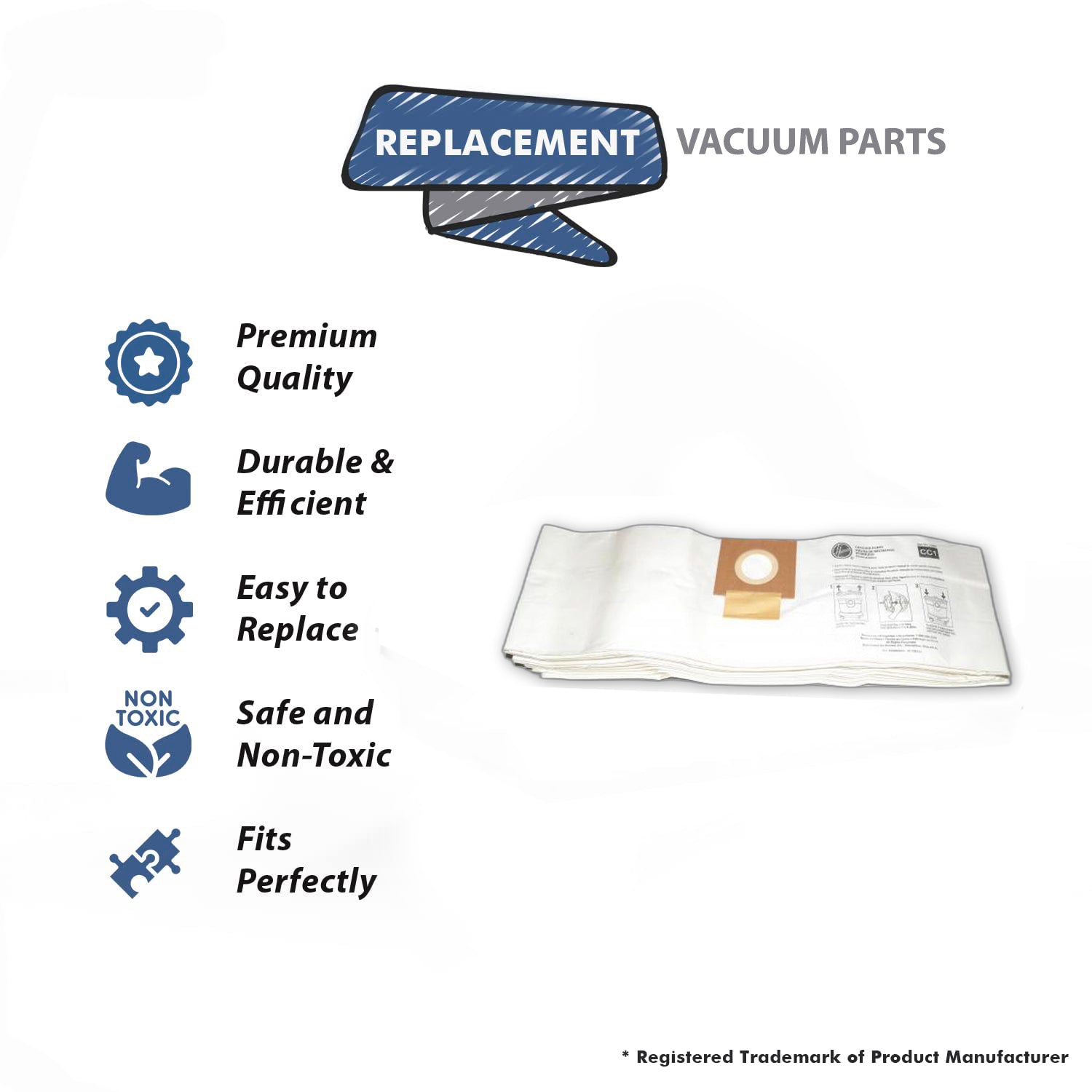 Topvacuumparts Replacement Part For Hoover HushTone Canister Vacuum Bags, CC1 Standard Filtration,2 Pack 20 Bags. # compare to part AH10163