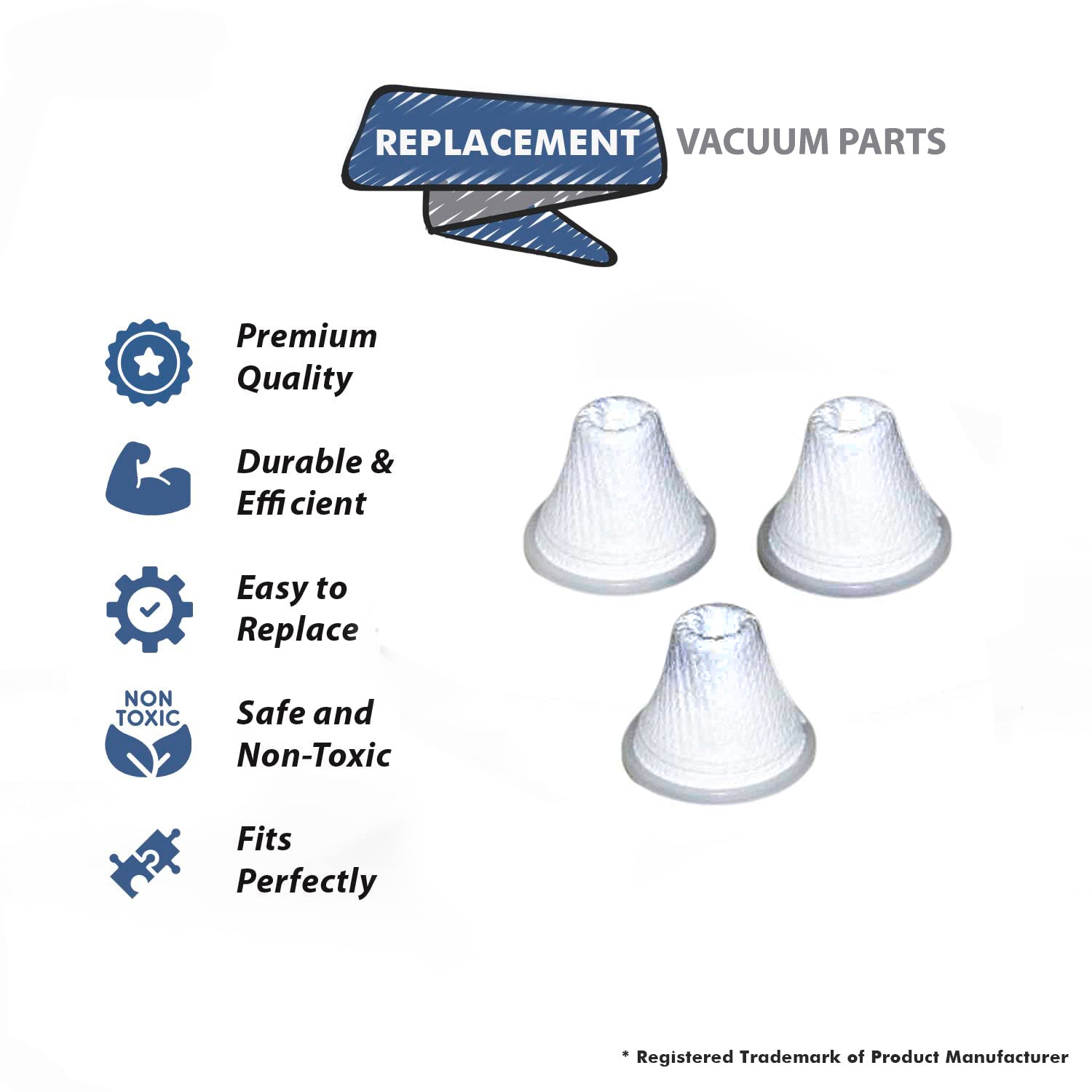 Topvacuumparts Replacement Part For Dirt Devil AD40105 Quick Flip (3) Hand Filter Compatible With BD30010TEFDI