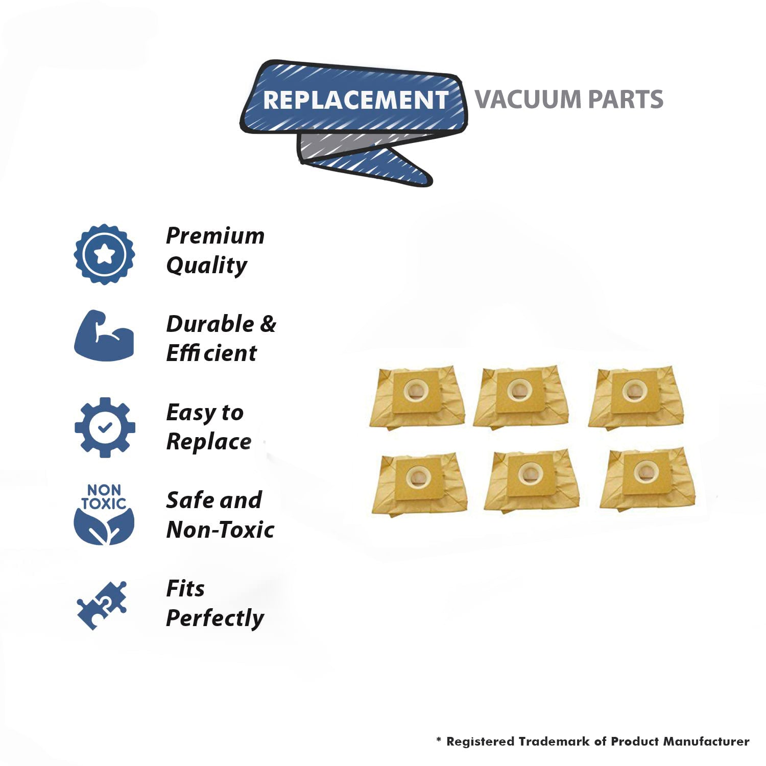 Topvacuumparts Replacement Part For Bissell 6 Canister Bags Zing 22Q3 Vacuum Bags 77F8# compare to part 2307500