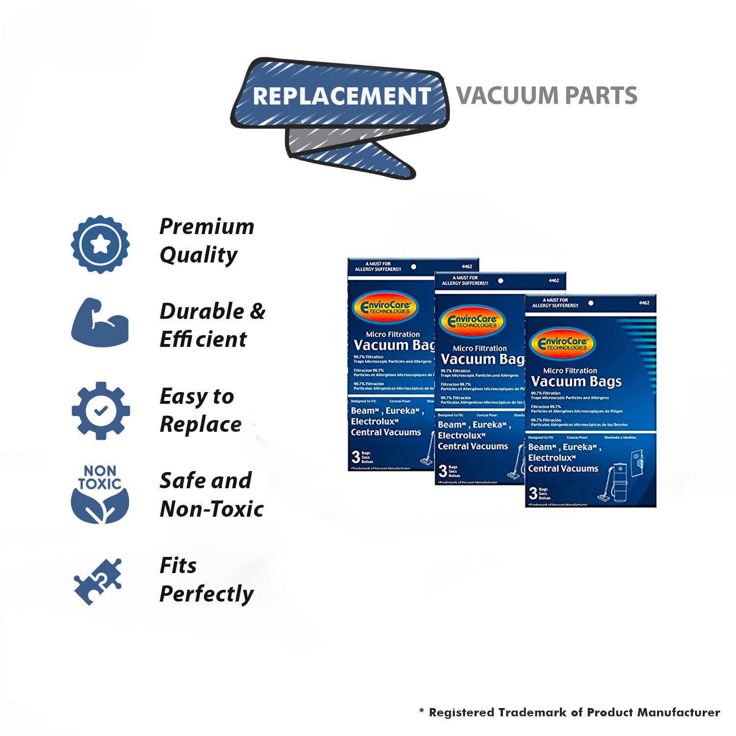 Topvacuumparts Replacement Part for Electrolux Vacuum Micro Filtration Paper Bags 9# compare to part 54585