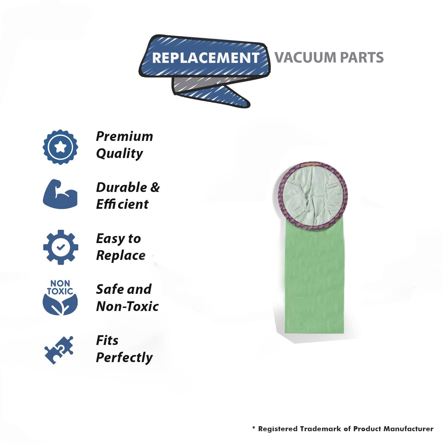 Topvacuumparts Replacement Part For ProTeam Backpack, Proclean 2000, Provac, 6 Qtrvac, Vacuum Micro Filter Paper Bags (50 PK)# compare to part 100431