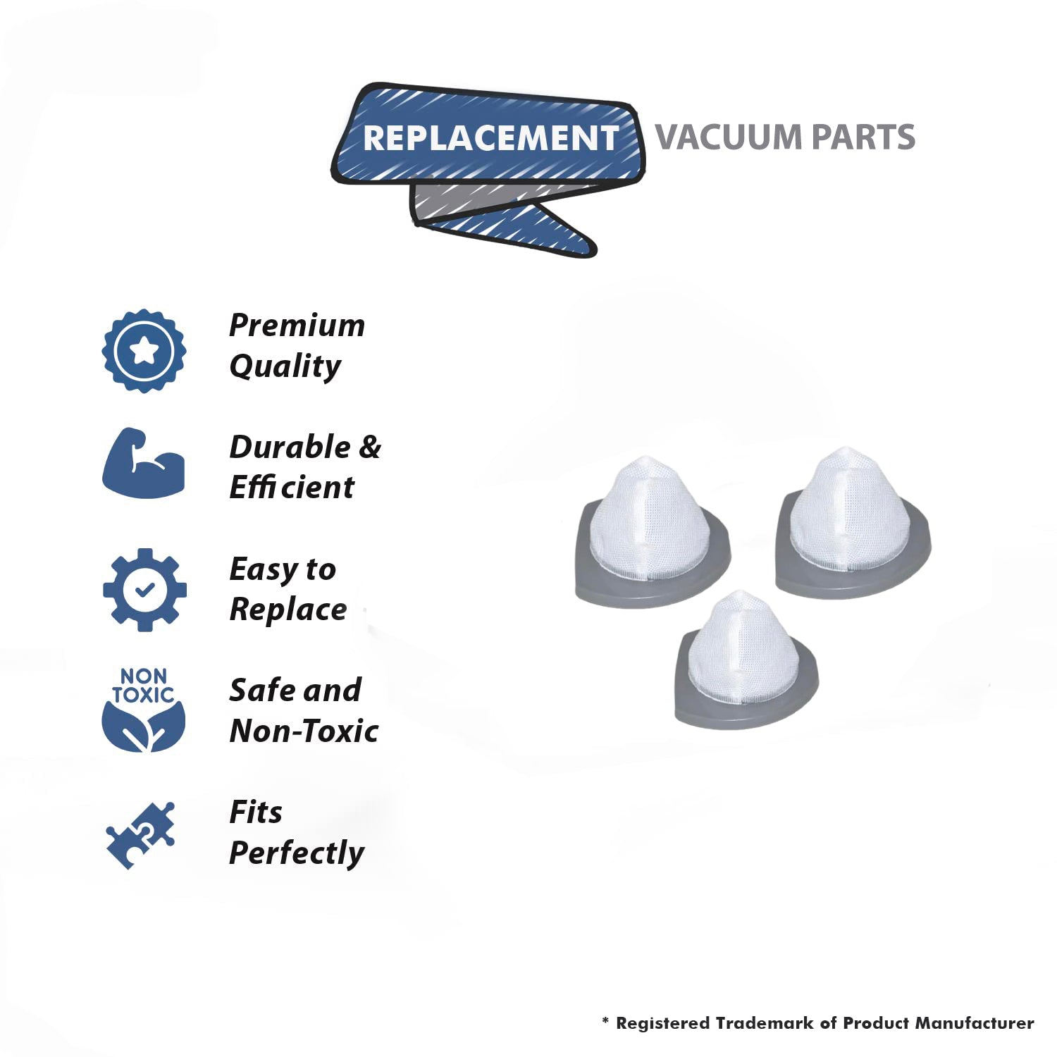 Topvacuumparts 2033 Vacuum Replacement Filter for Bissell Featherweight Stick Lightweight Bagless Vac 2033, 20331, 20334, 20333, 3PK # Part 1611508