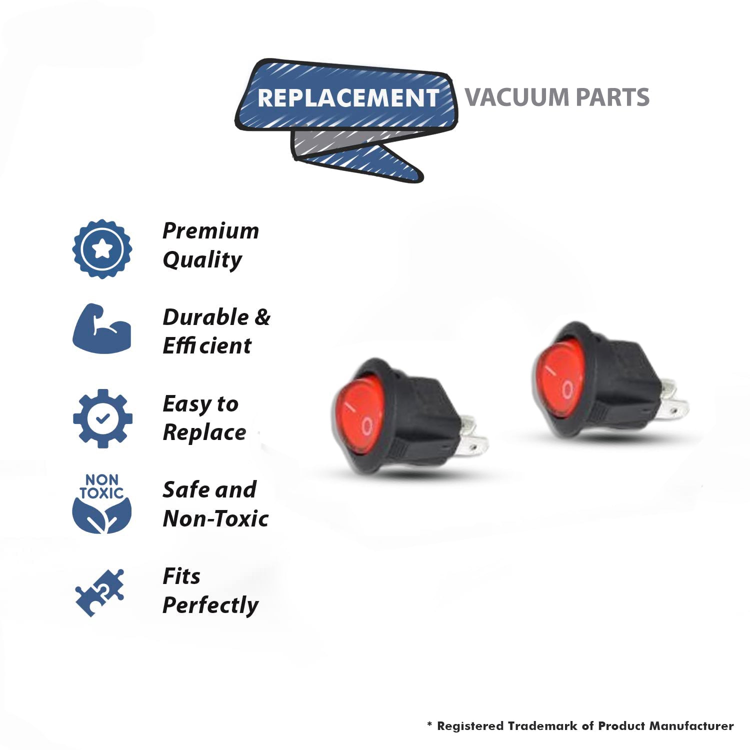 Topvacuumparts 2PK On Off Power Switch Replacement for Hoover Windtunnel UH70800, UH70801