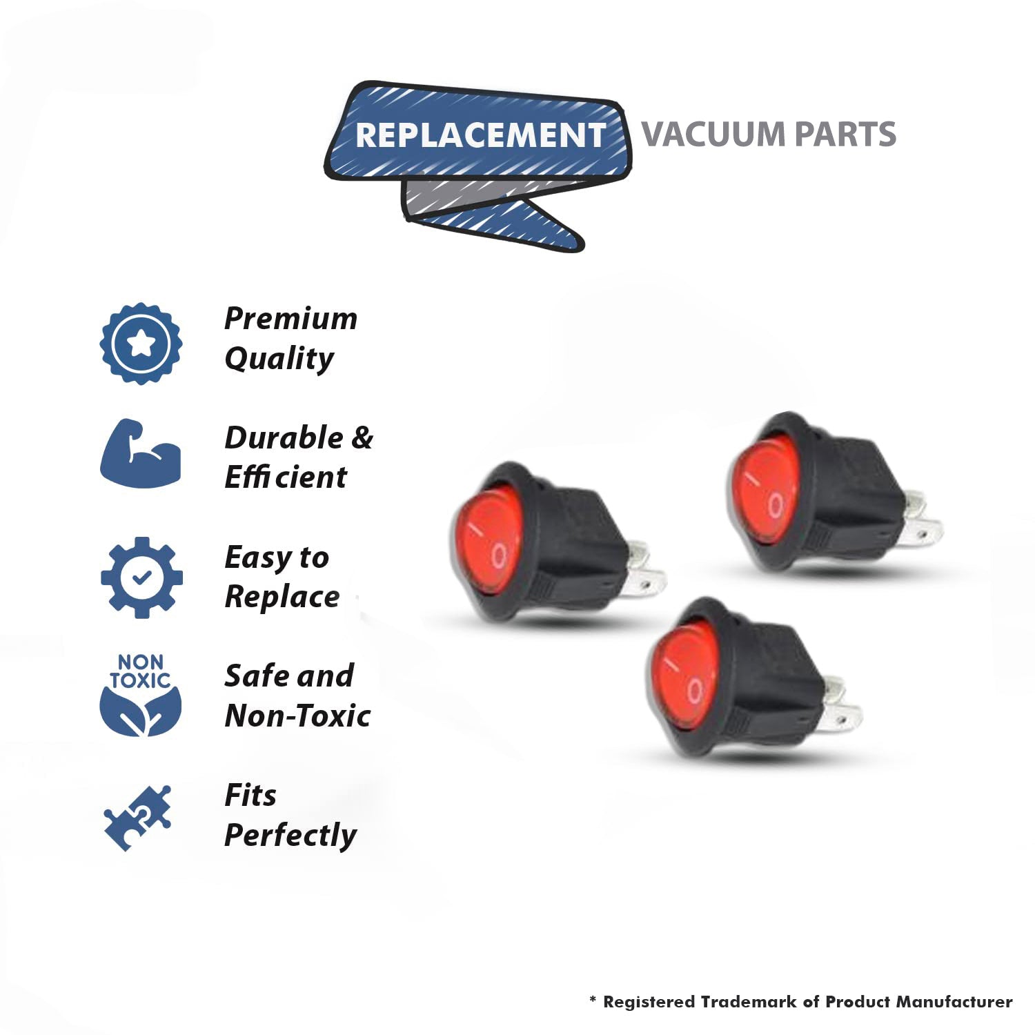 Topvacuumparts Replacement Rocker Switch Fits for Hoover Windtunnel Vacuum, 3PK # Compare To Part 38-9305-09