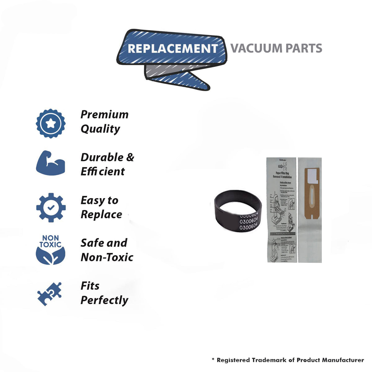 Topvacuumparts Replacement For EnviroCareVacuum Cleaner Bags Designed toFitOreckU2000   XL2100Series  XL90008 Bags and 1Belt # 813 ,17390