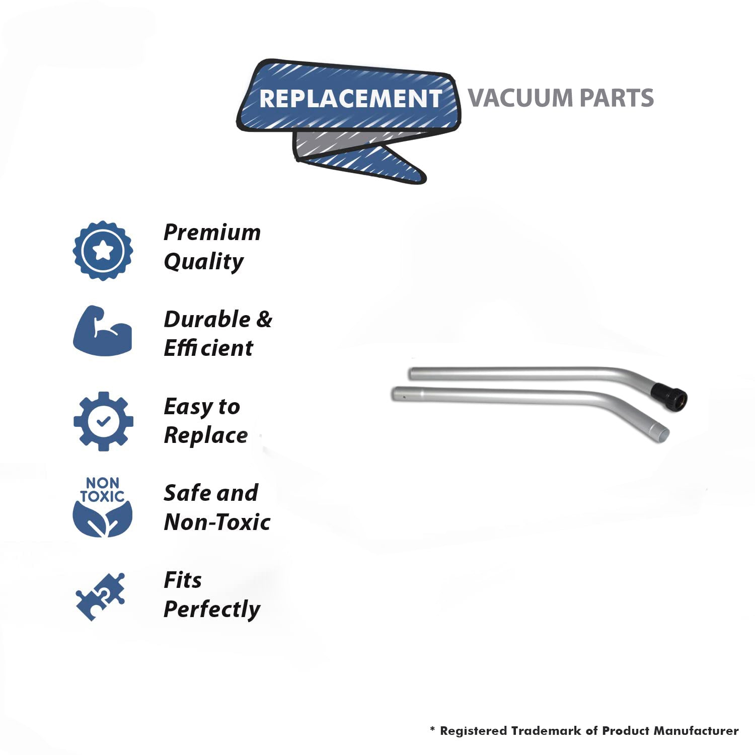 Topvacuumparts Commercial Vacuum Cleaner Replacement Aluminum S-Wand for -1 1/2 Inch, attachments